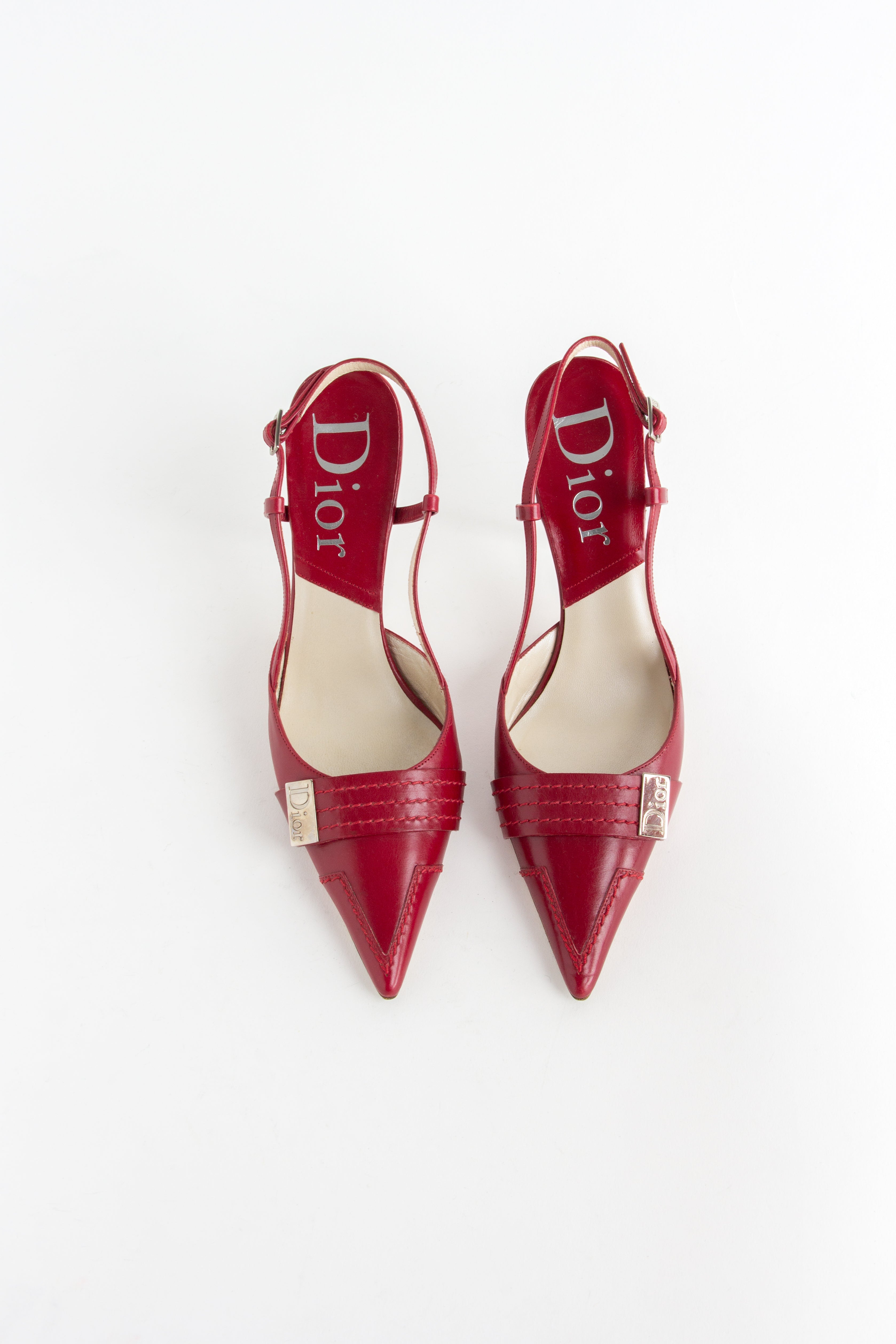 Rare Dior Red Buckle Slingback Heels (IT 36)