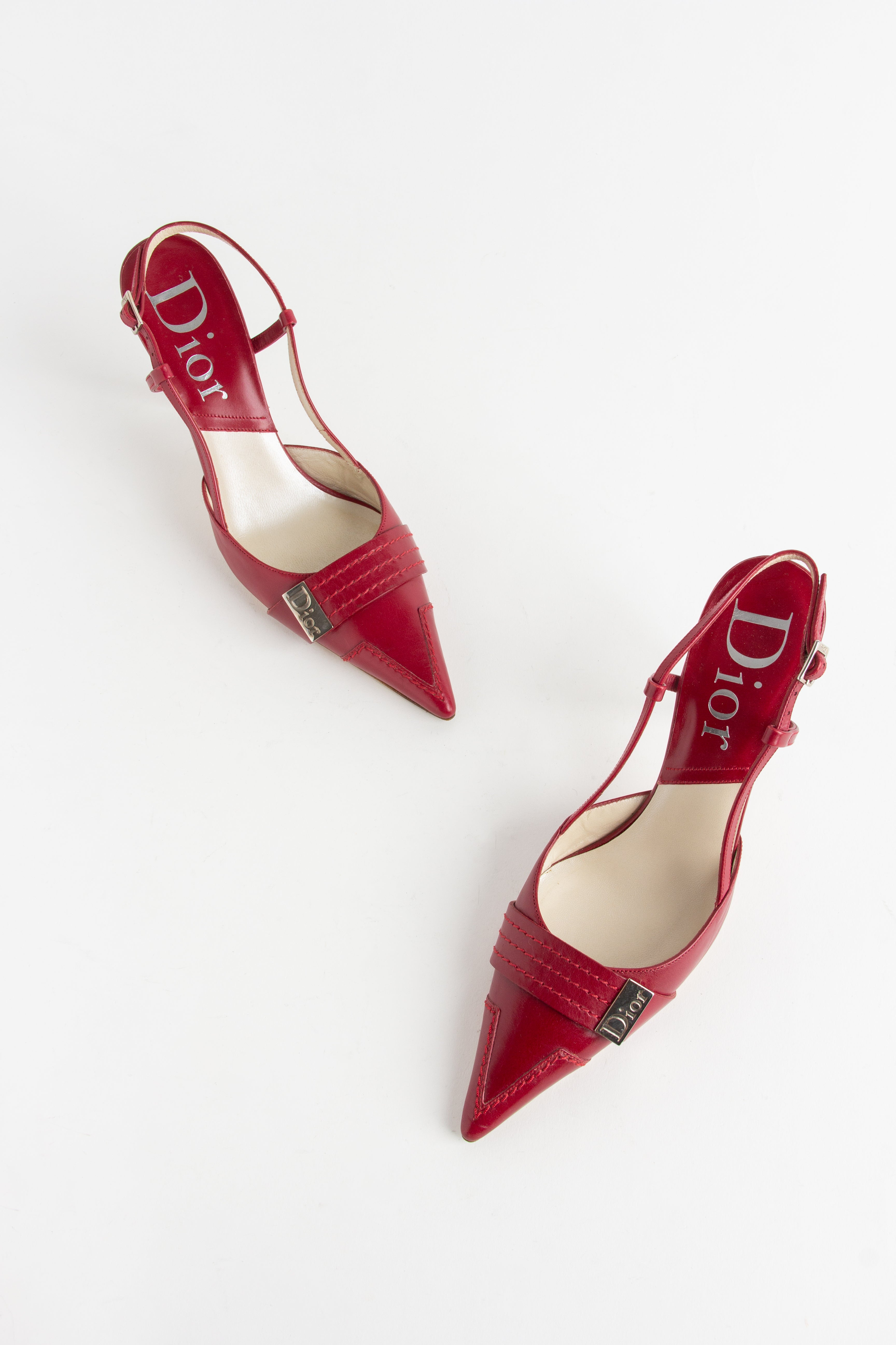 Rare Dior Red Buckle Slingback Heels (IT 36)