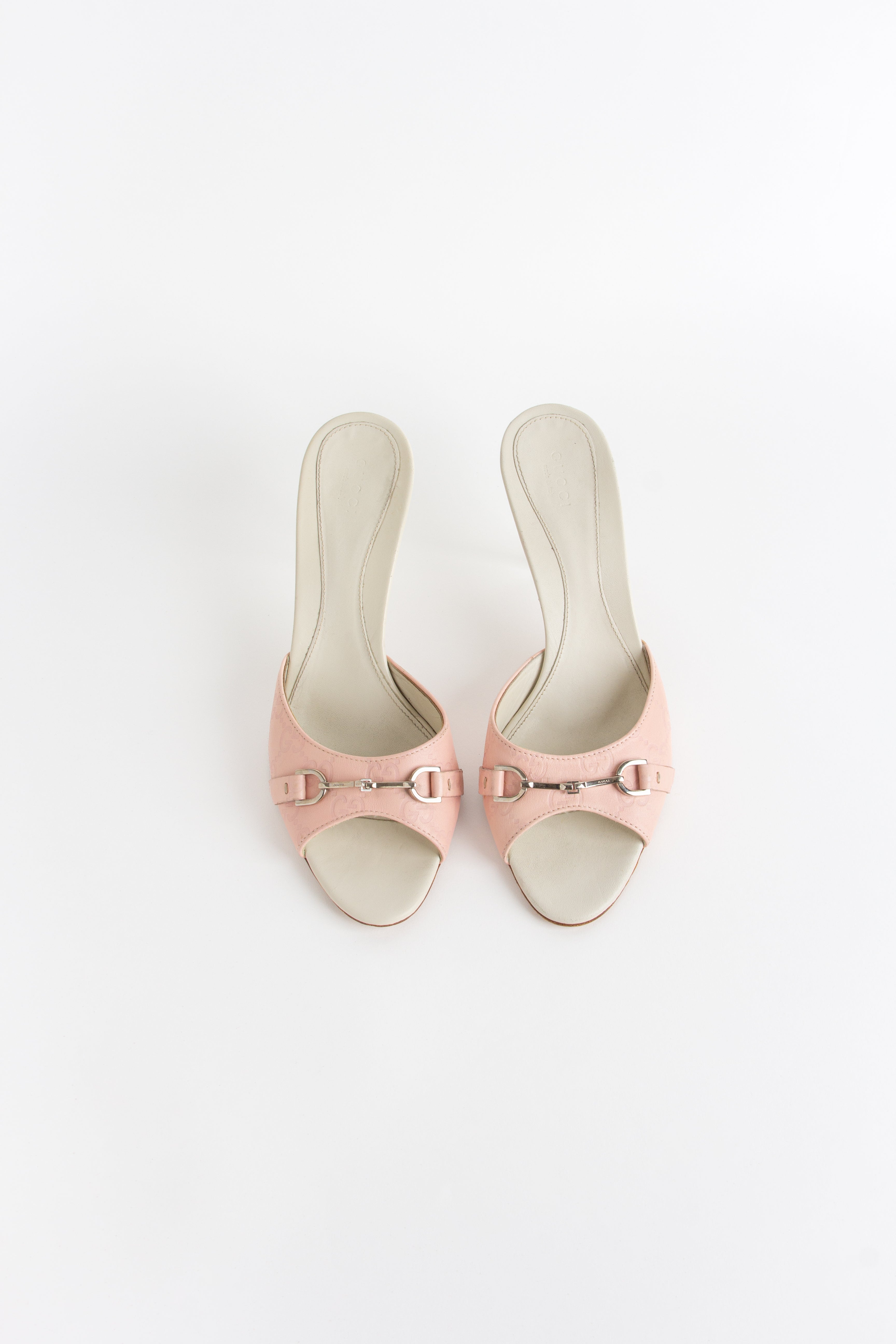 Gucci Pink Leather Monogram Horsebit Heels (IT 39.5)