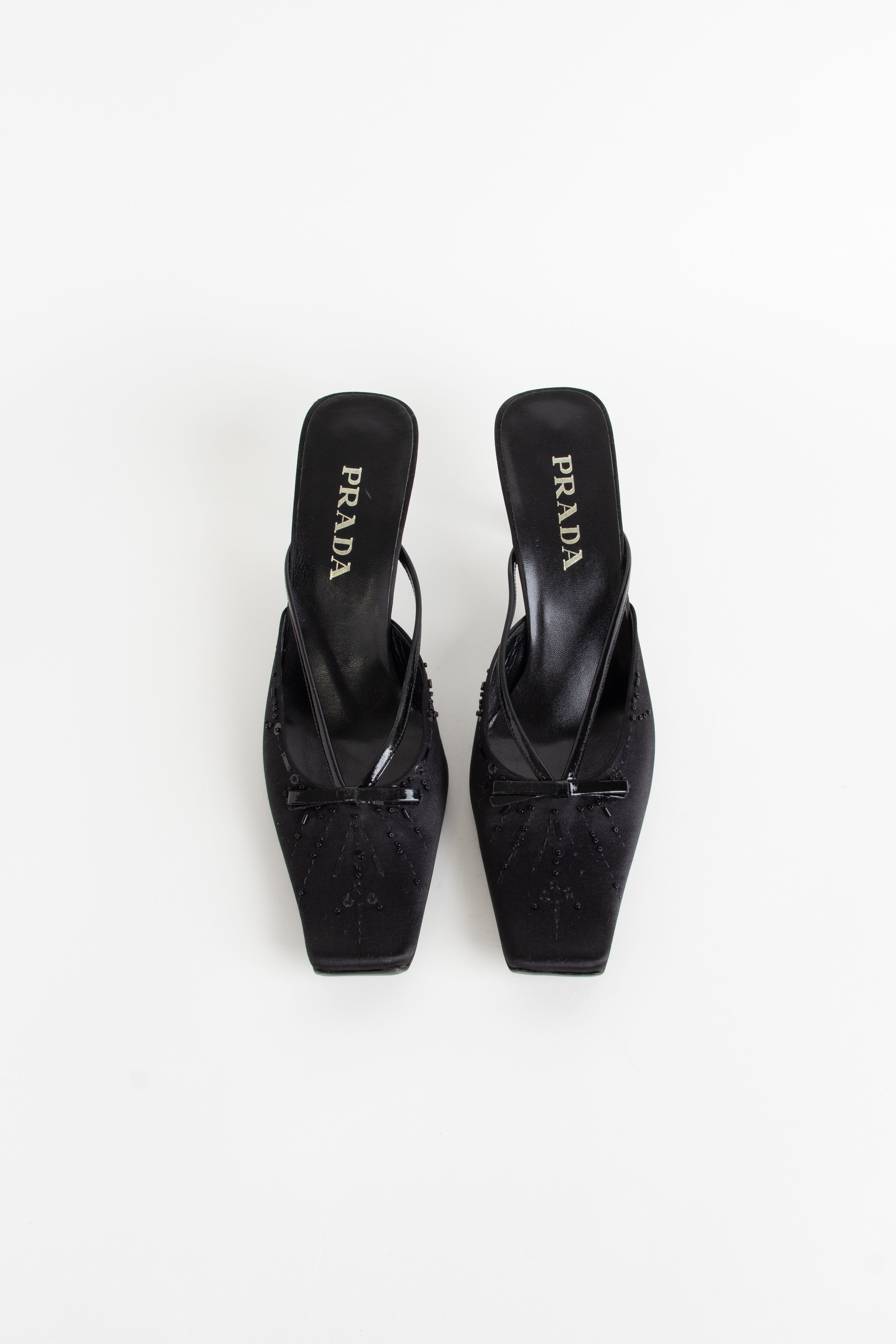 Prada Black Beaded Square Toe Mules (IT 41)