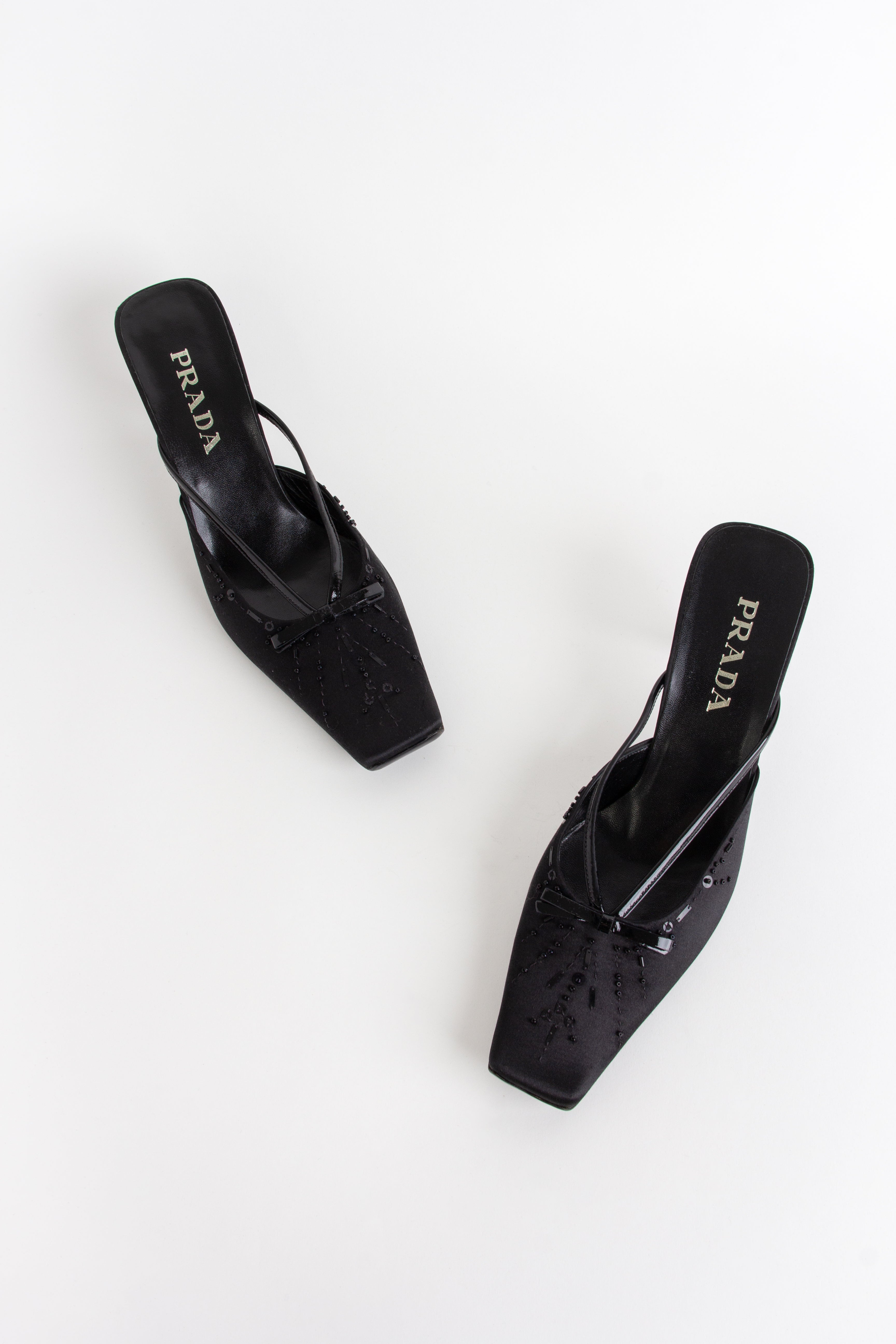 Prada Black Beaded Square Toe Mules (IT 41)