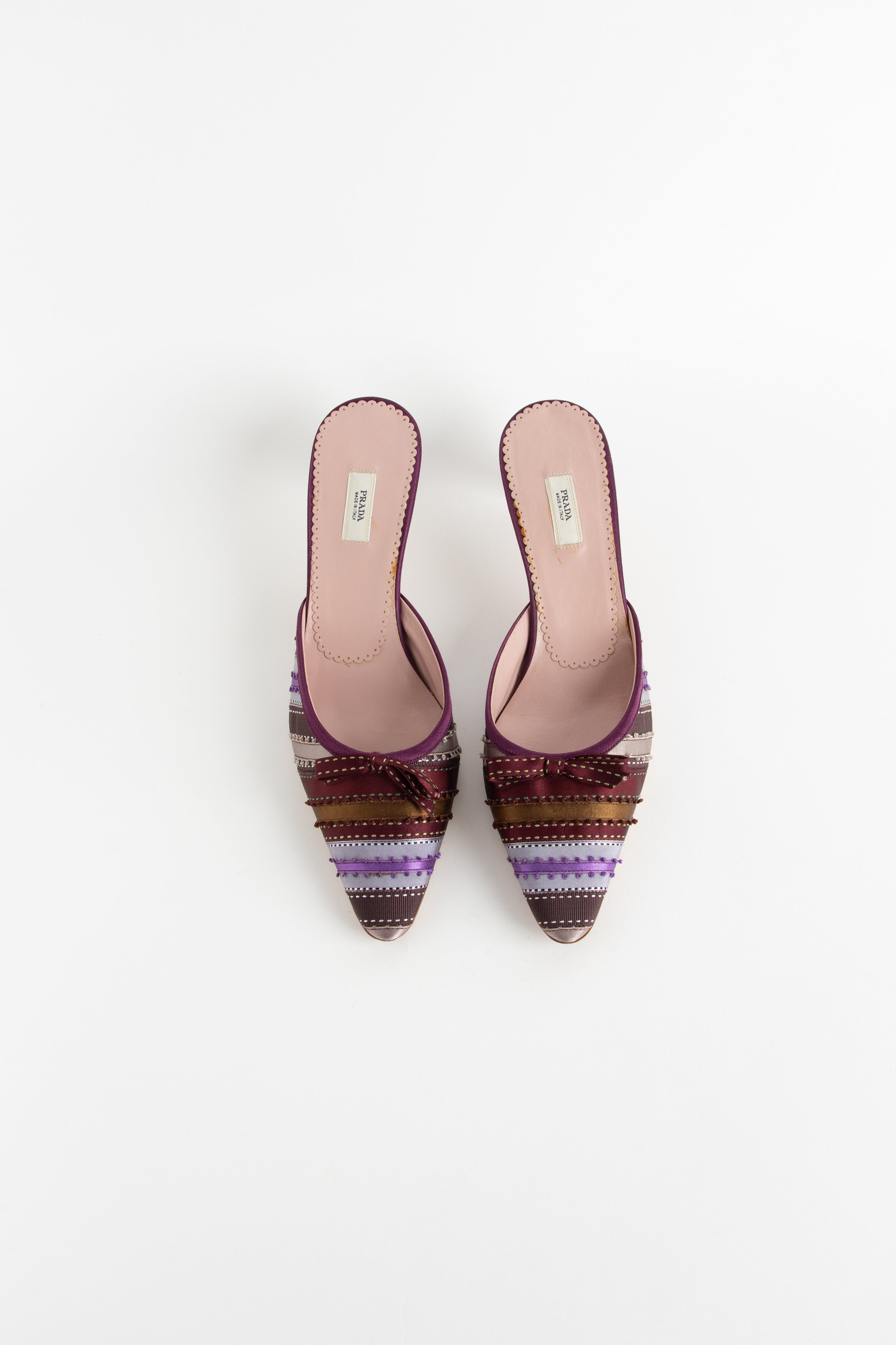 Prada Maroon Satin / Fabric Bow Mules (IT 38)