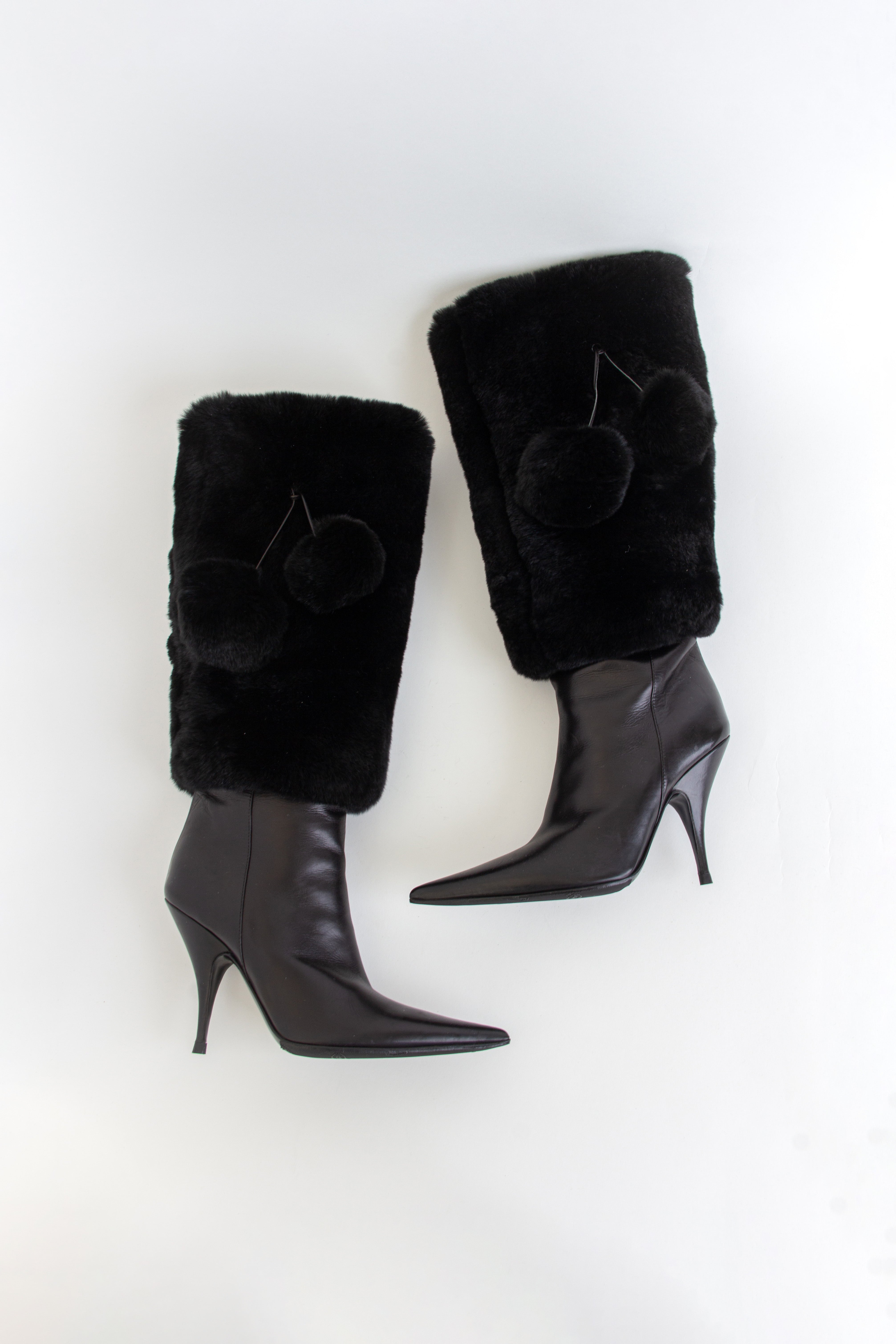 Rare Dior Black Fur and Leather Boots (IT 35.5)