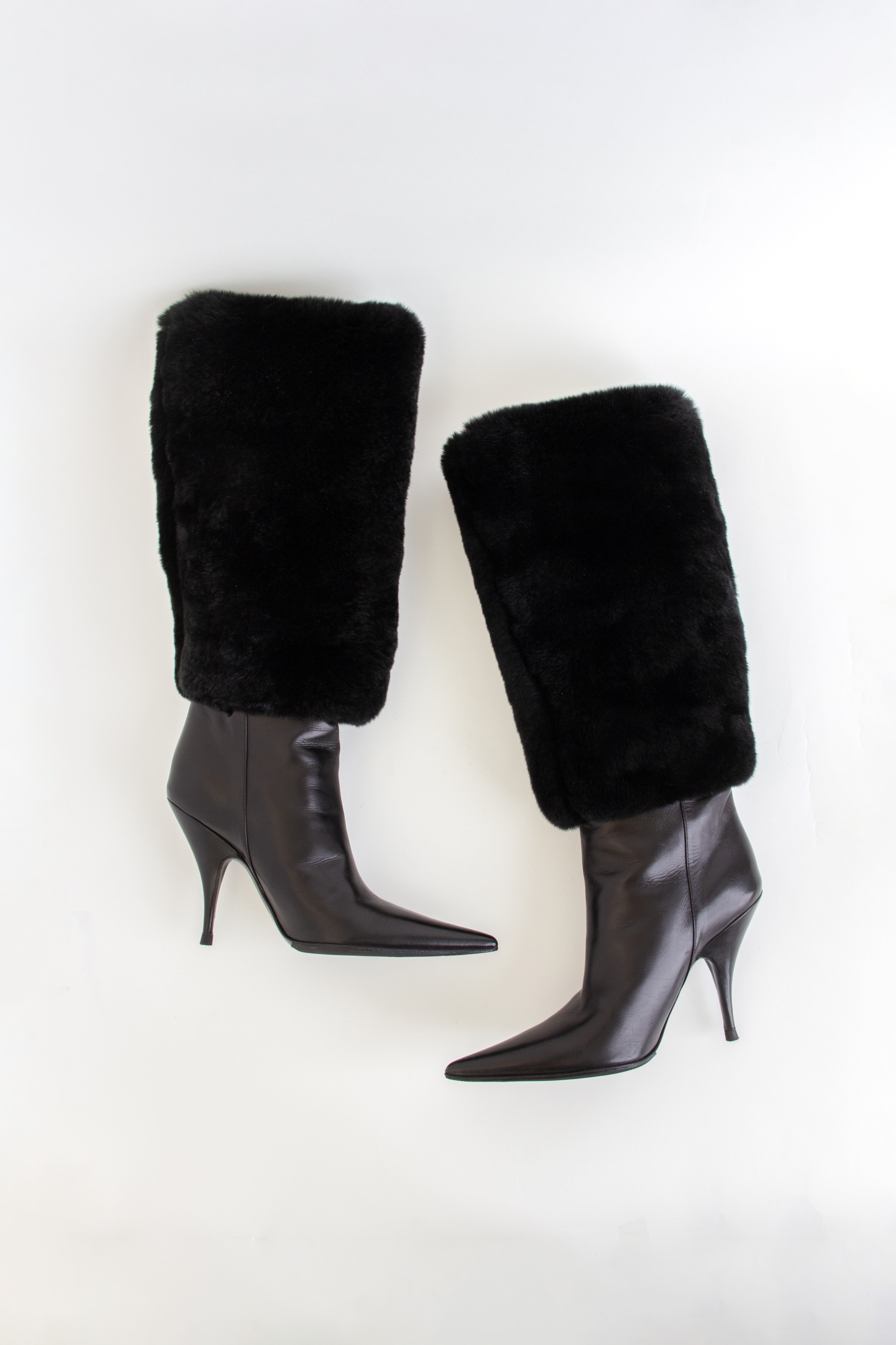 Rare Dior Black Fur and Leather Boots (IT 35.5)