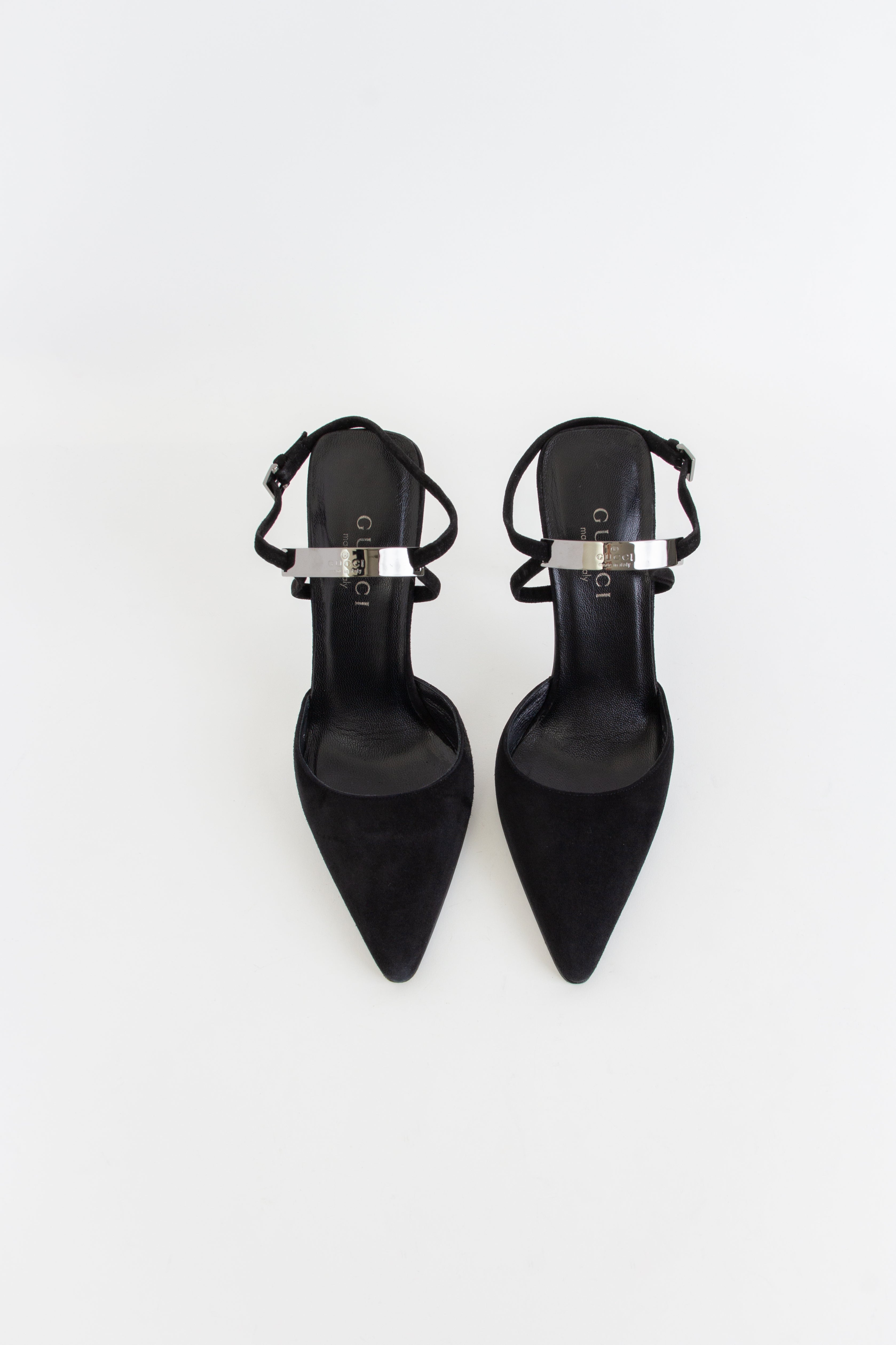 Gucci by Tom Ford Black Suede Ankle Strap Heels (IT 37)