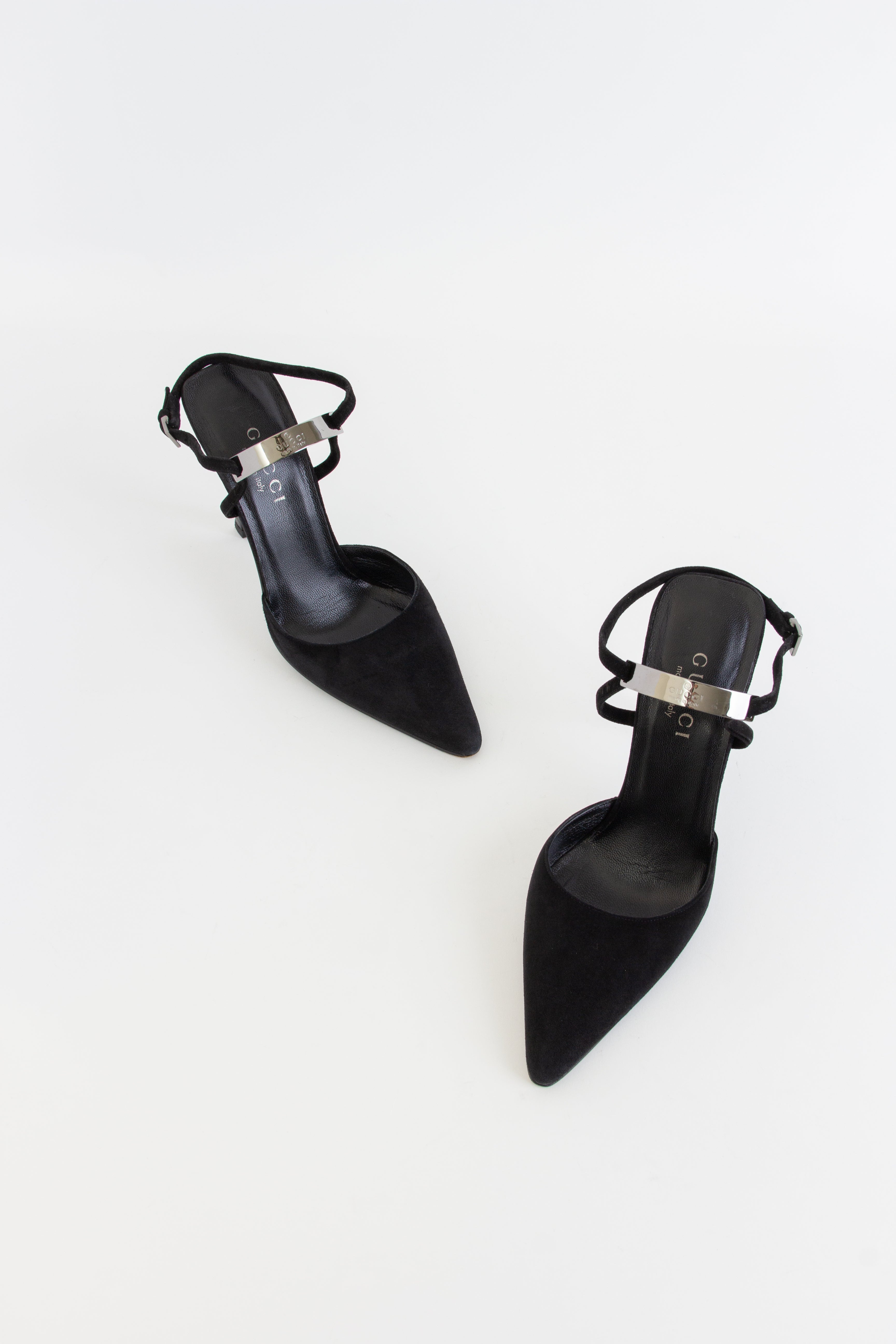 Gucci by Tom Ford Black Suede Ankle Strap Heels (IT 37)