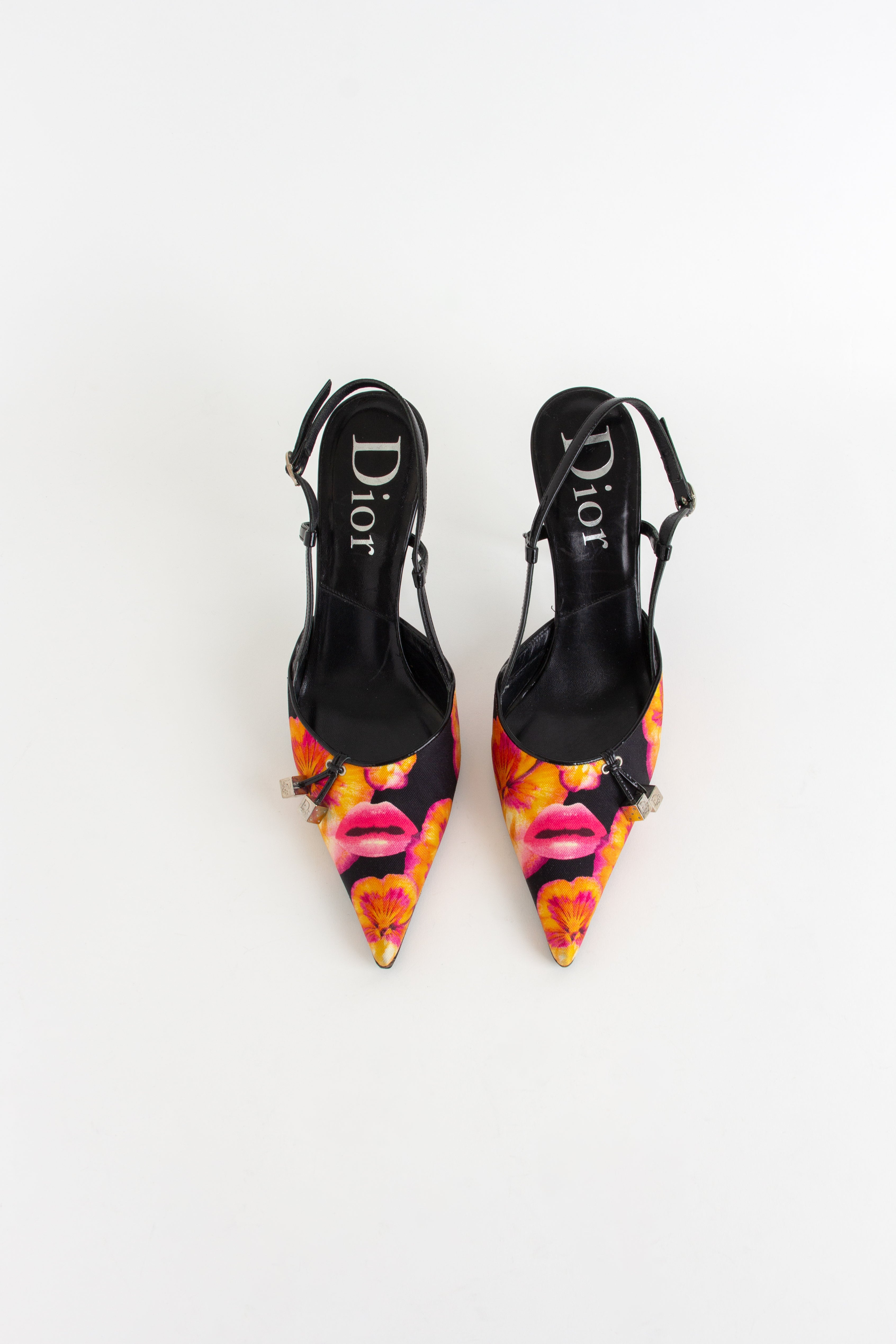 Rare Dior Floral / Lip Gambler Slingback Heels (IT 39)