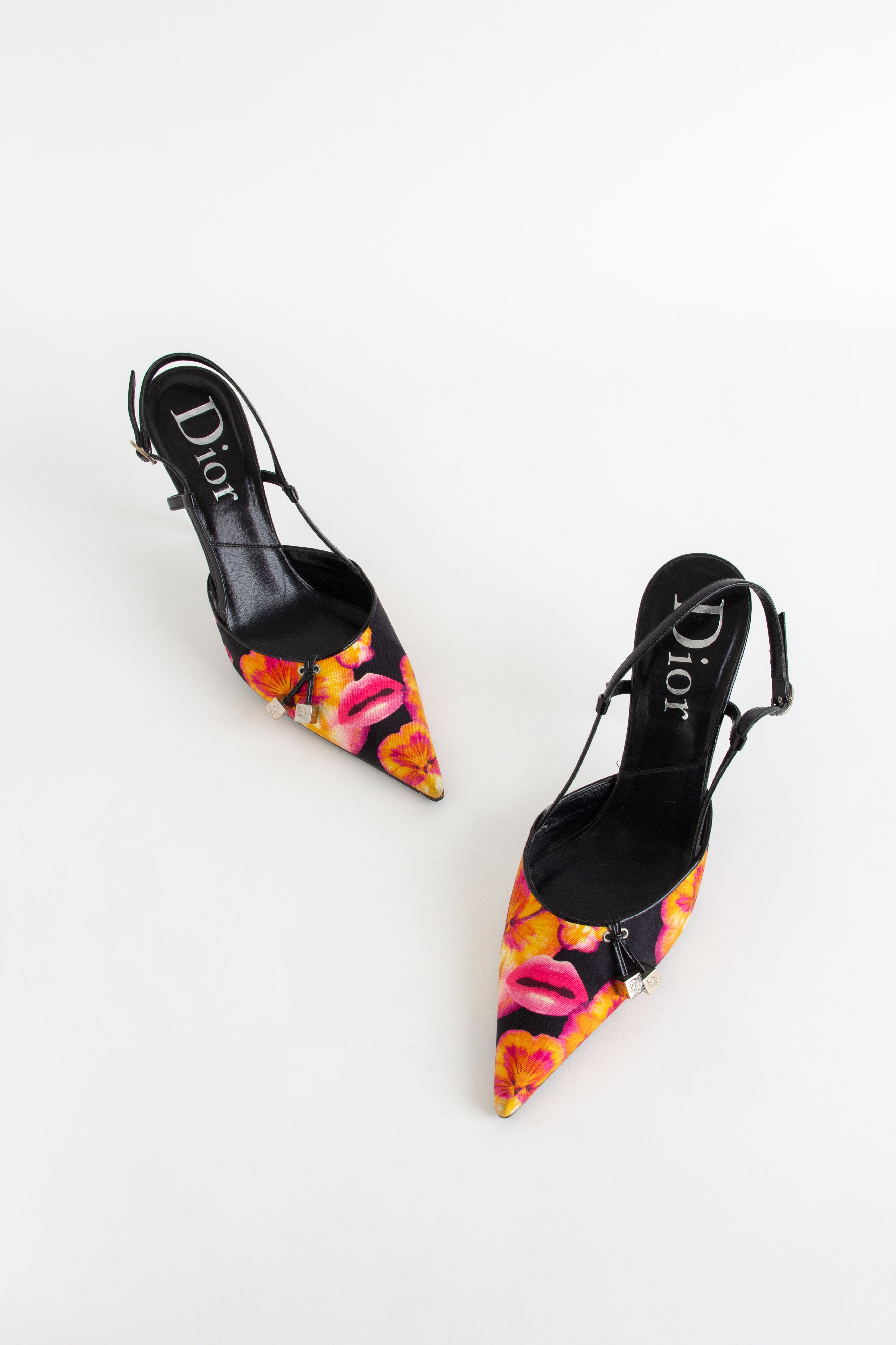 Rare Dior Floral / Lip Gambler Slingback Heels (IT 39)