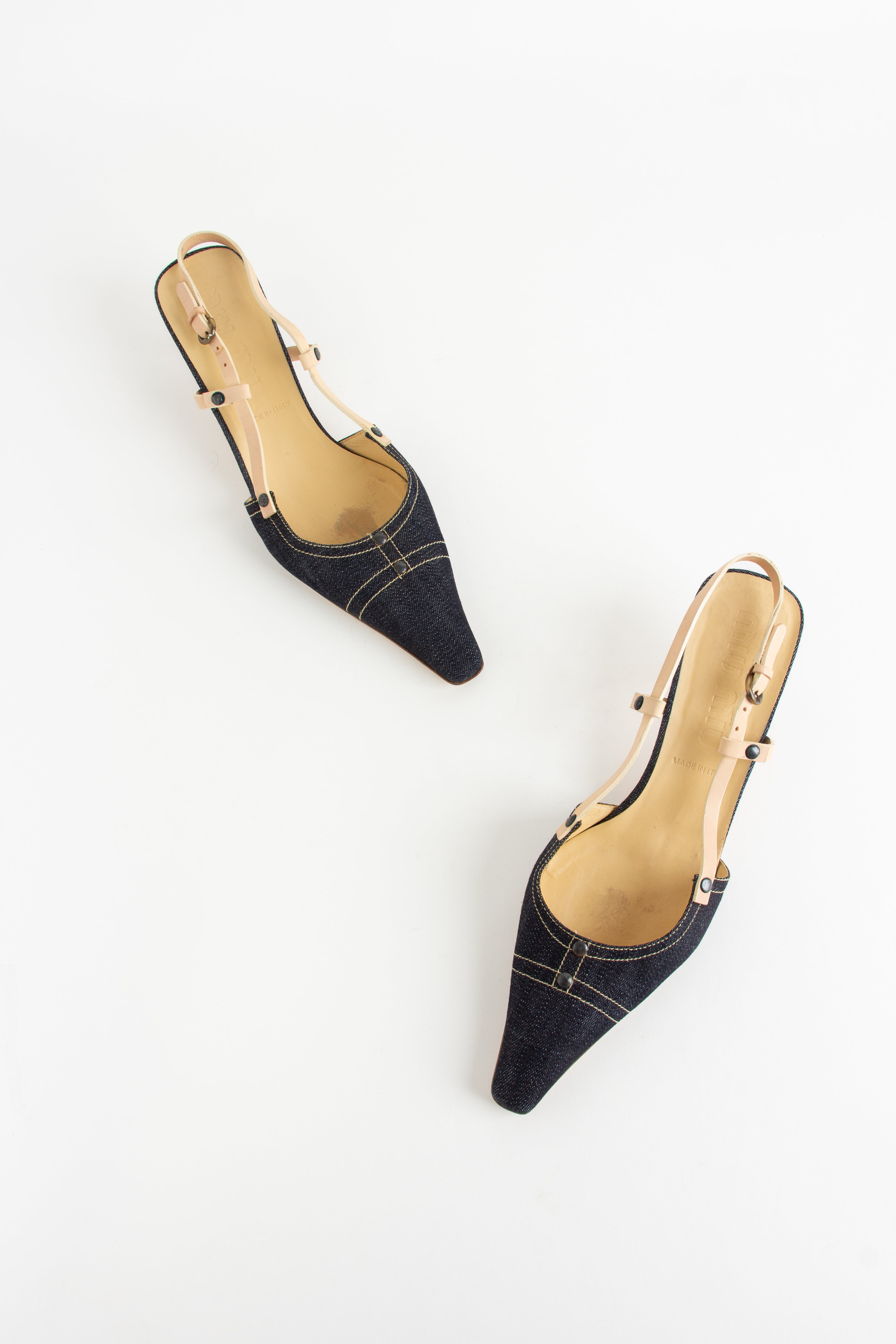 Miu Miu Denim Slingback Kitten Heels (IT 38.5)