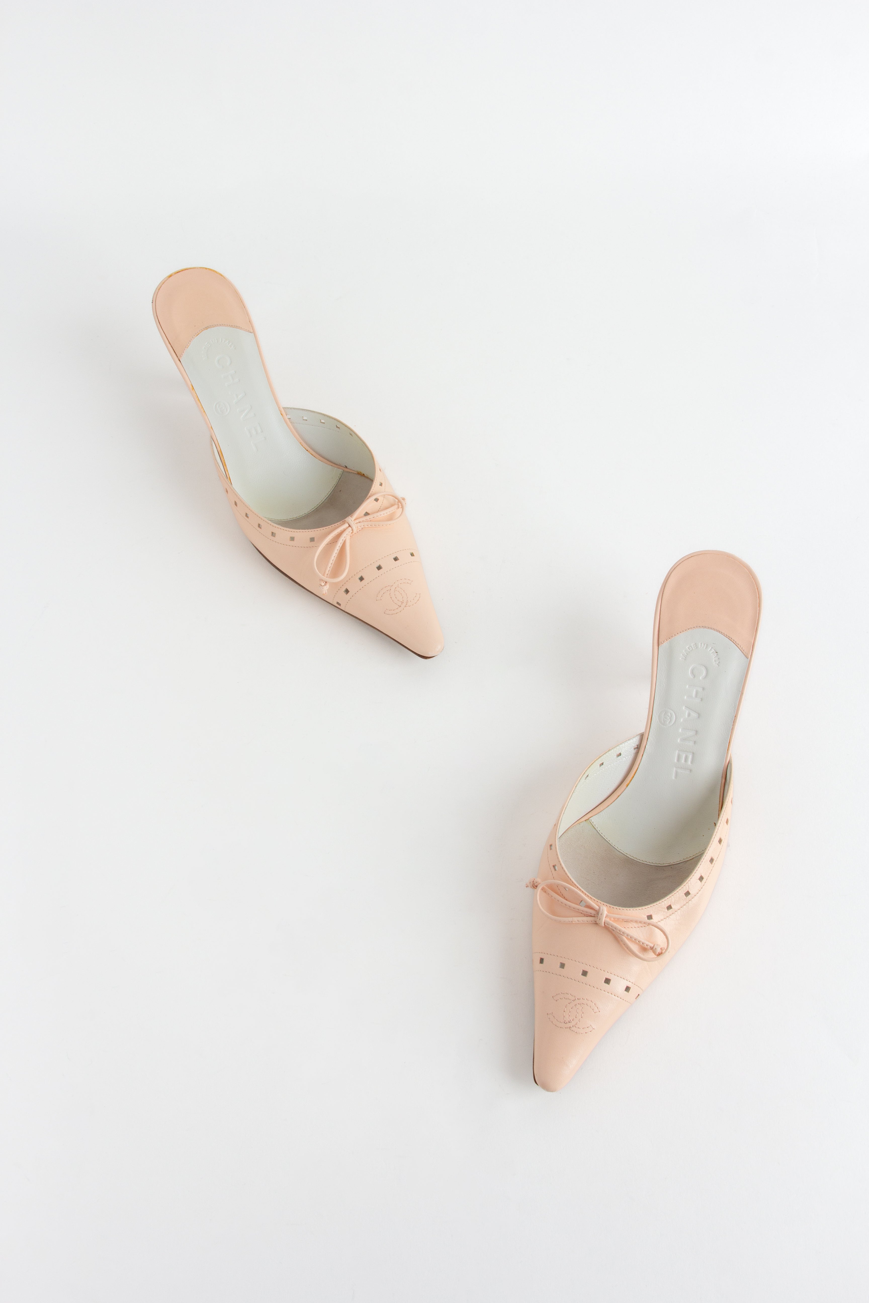 Chanel Light Pink CC Bow Mules (IT 37)