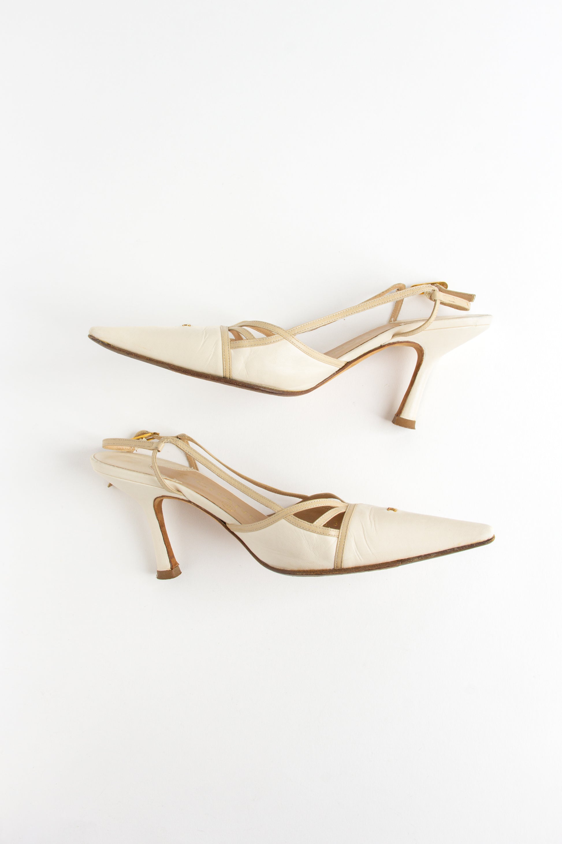 Chanel Ivory Strappy CC Slingback Heels (FR 37)