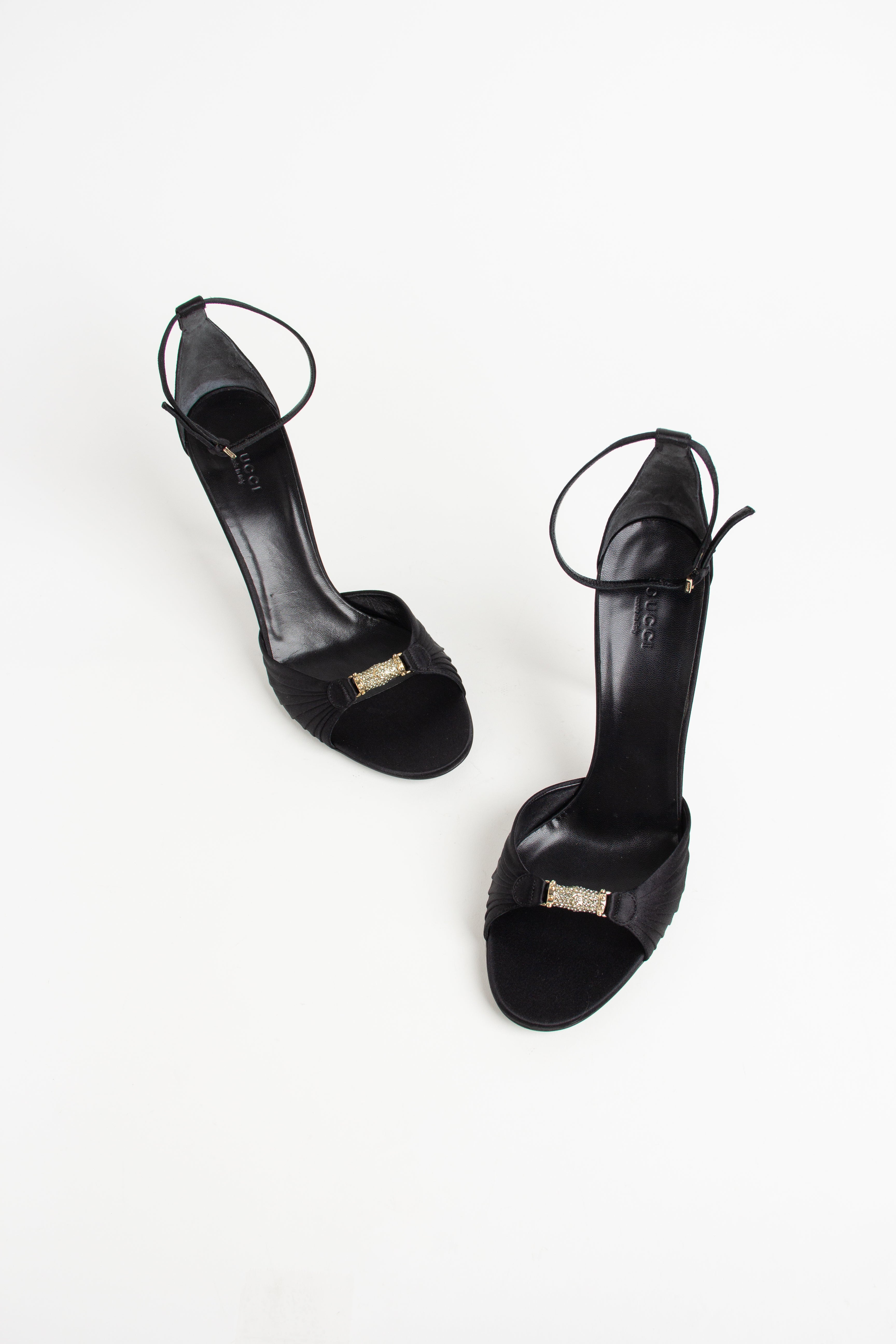 Gucci Crystal Bamboo Satin Heels (US 10)