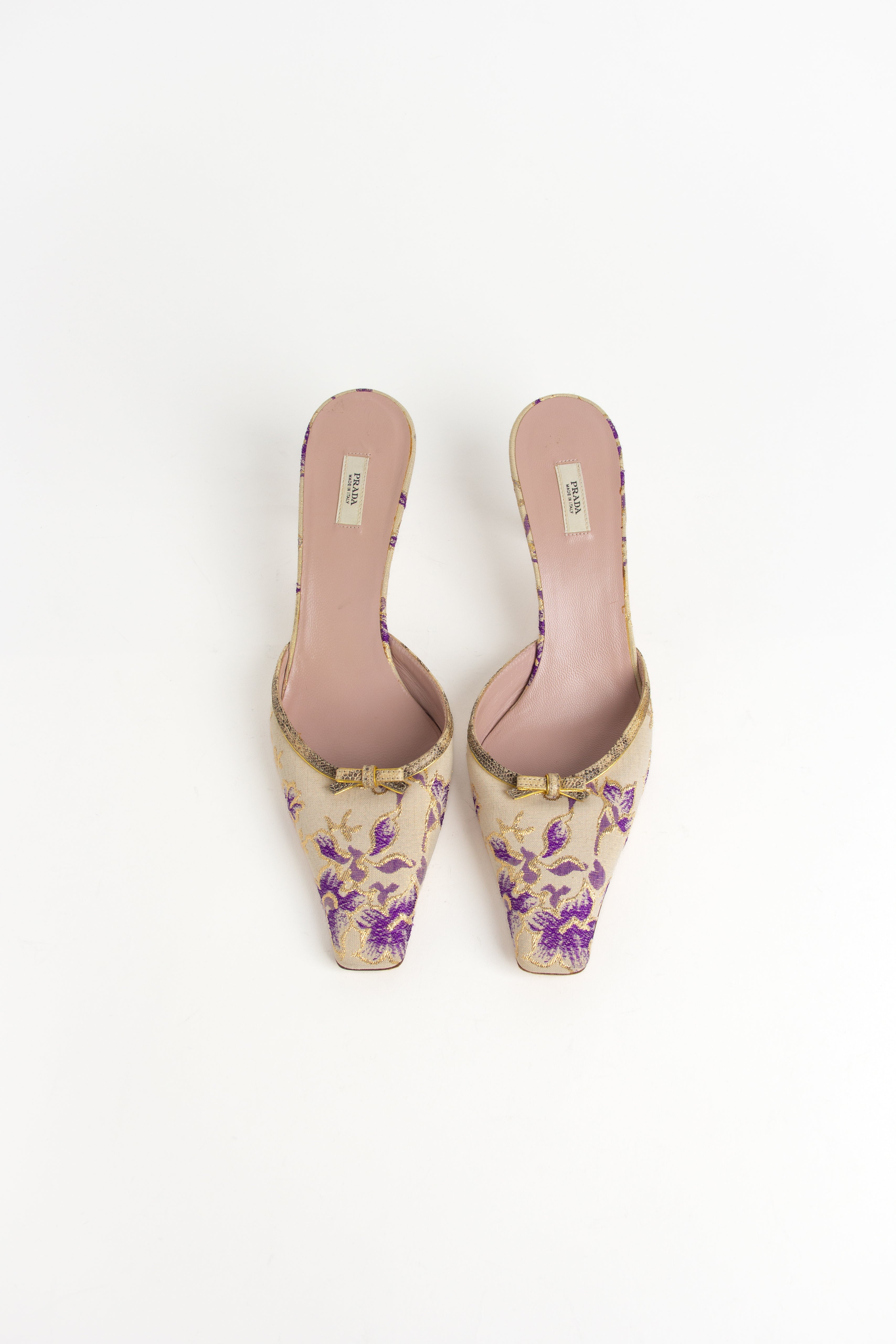 Rare Prada Purple + Gold Floral Mules (IT 39)