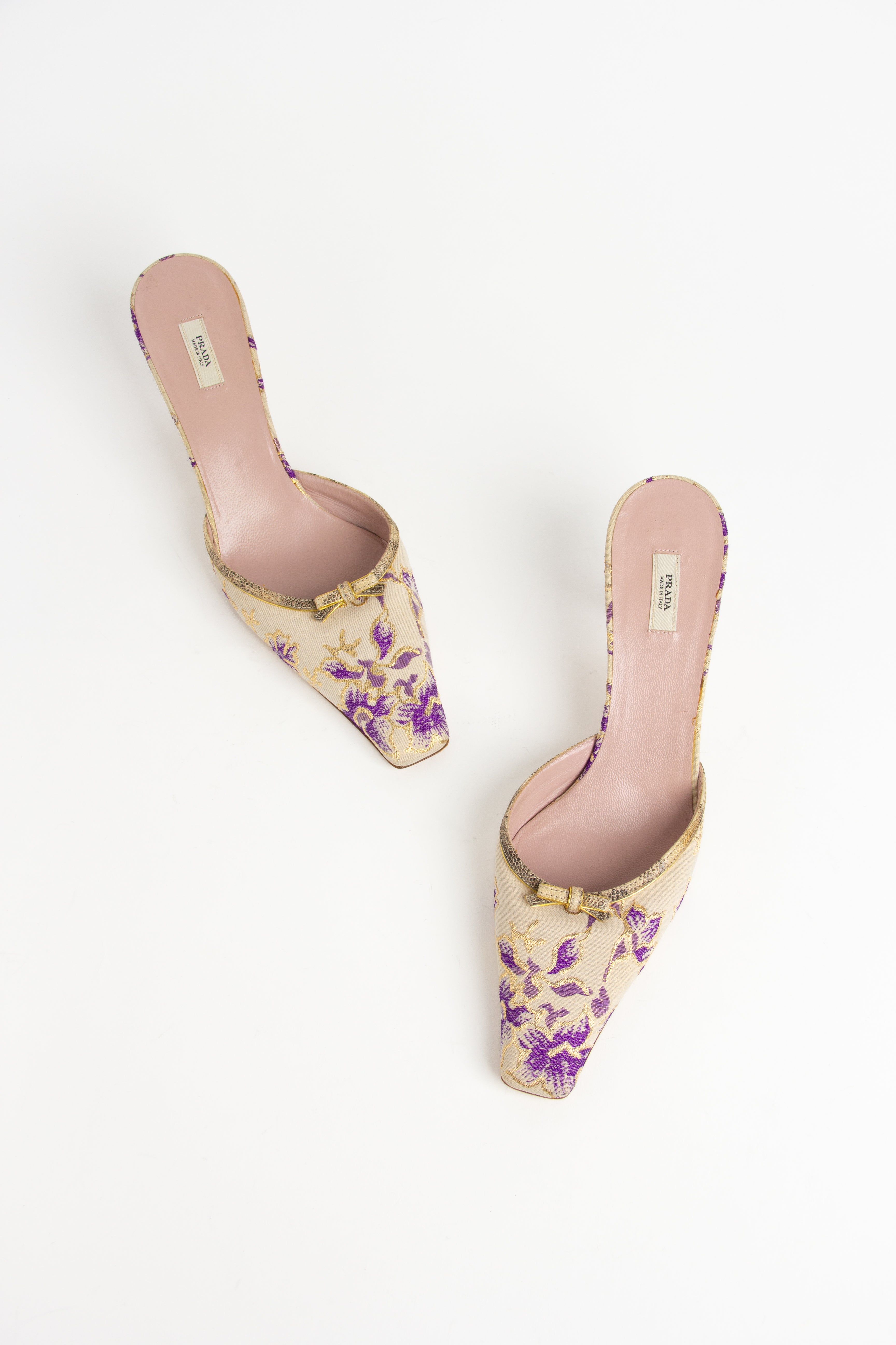 Rare Prada Purple + Gold Floral Mules (IT 39)