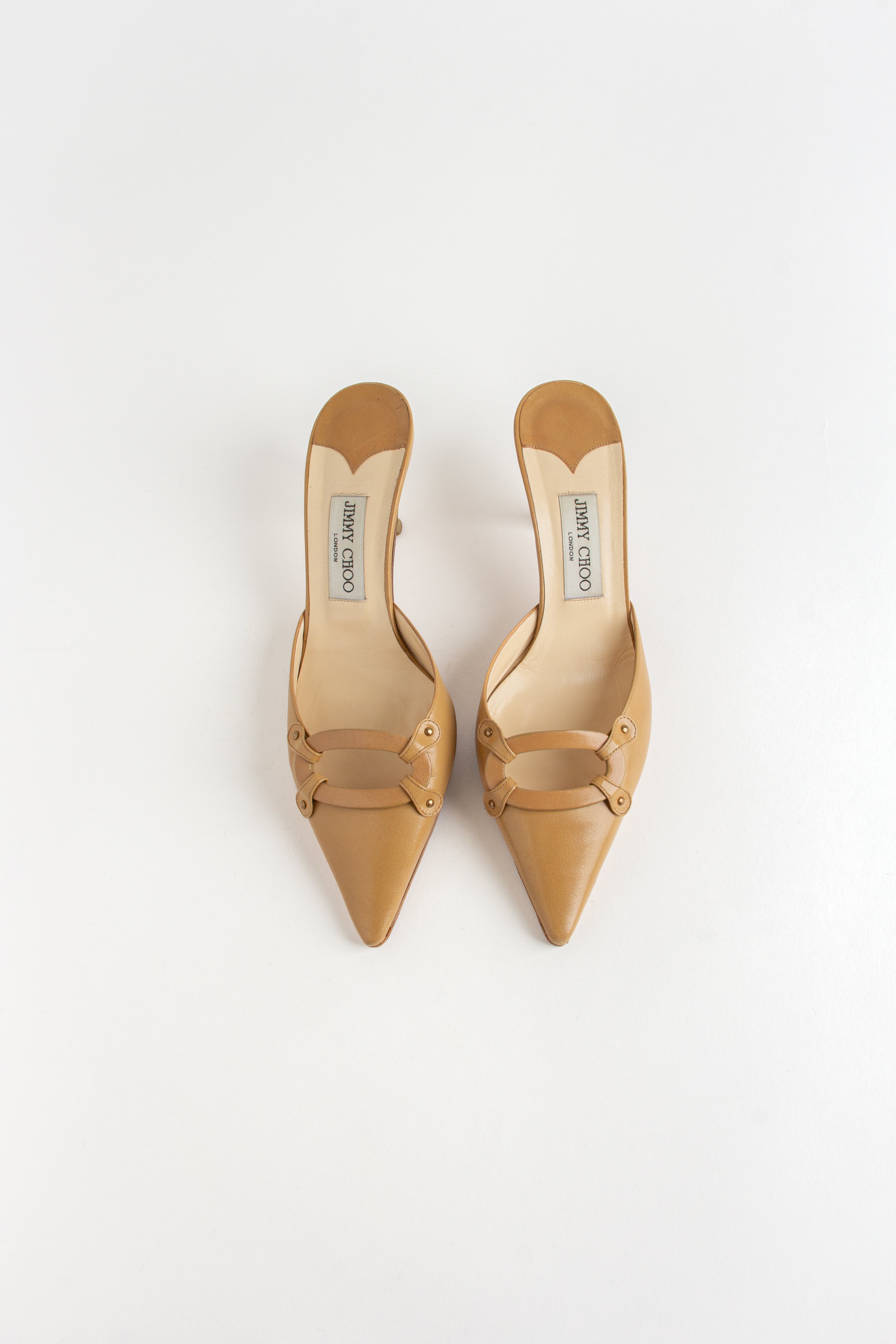 Jimmy Choo Tan Open Buckle Mules (IT 39)