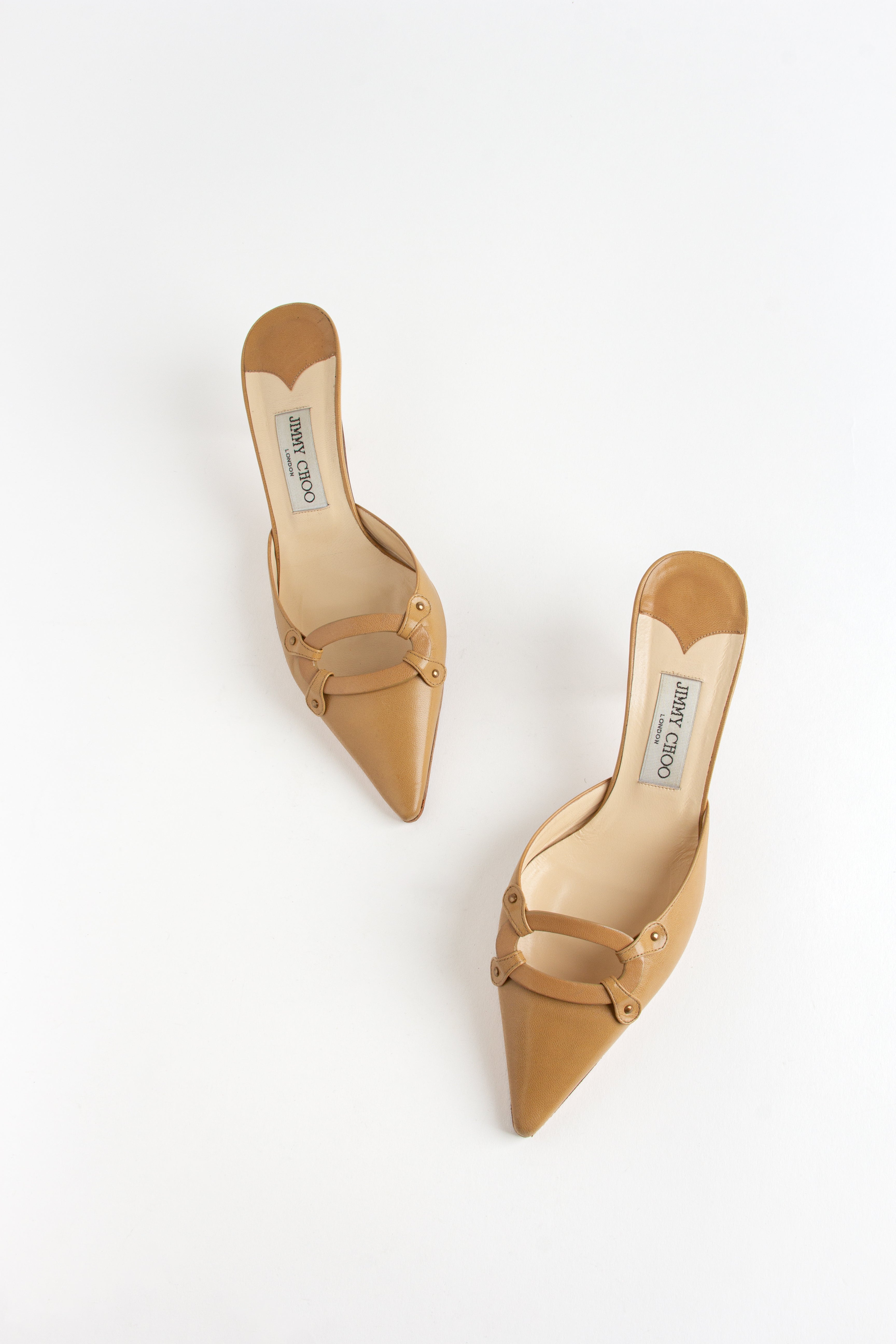 Jimmy Choo Tan Open Buckle Mules (IT 39)