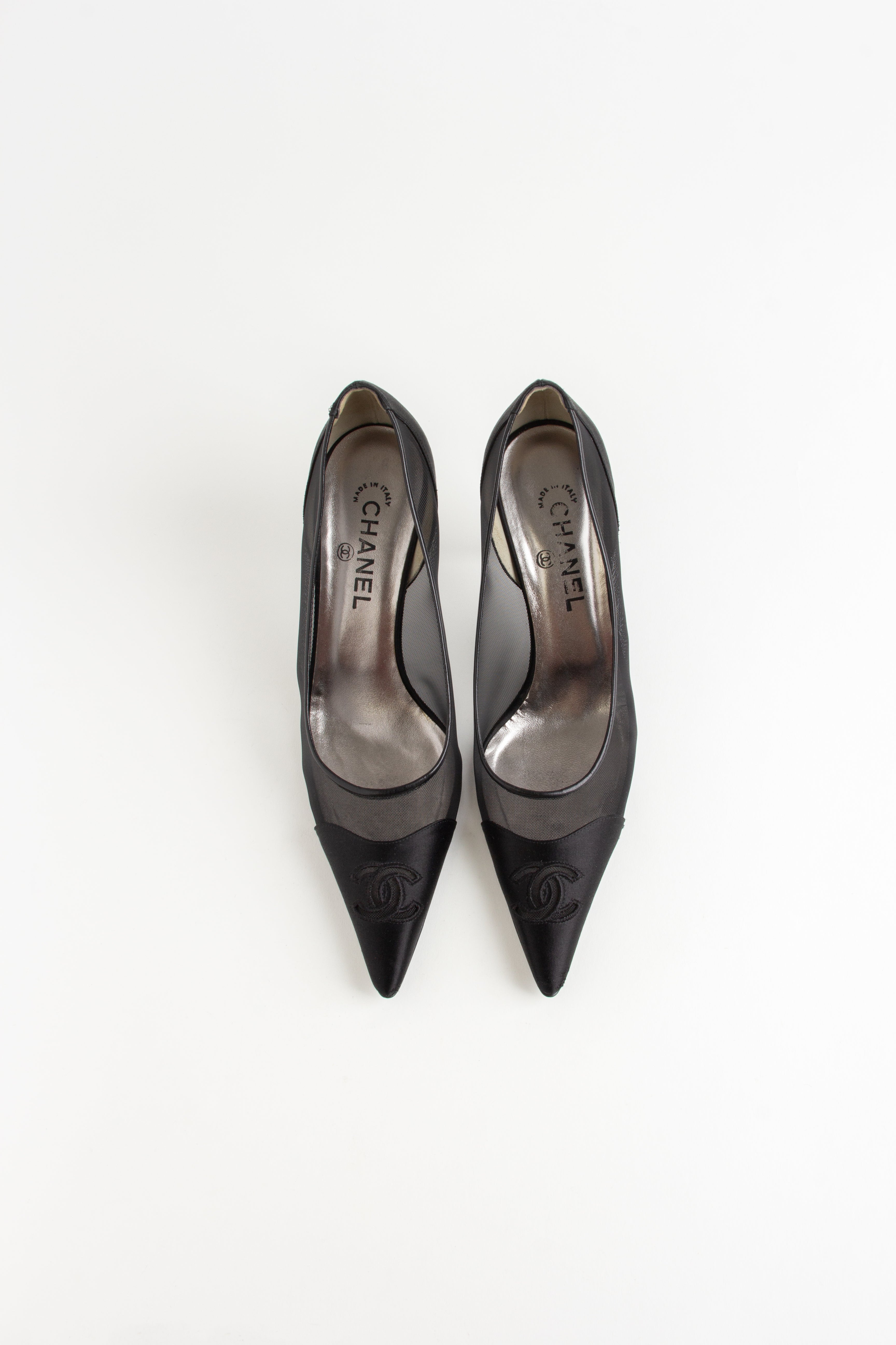Chanel Black Satin Mesh Heels (IT 41)