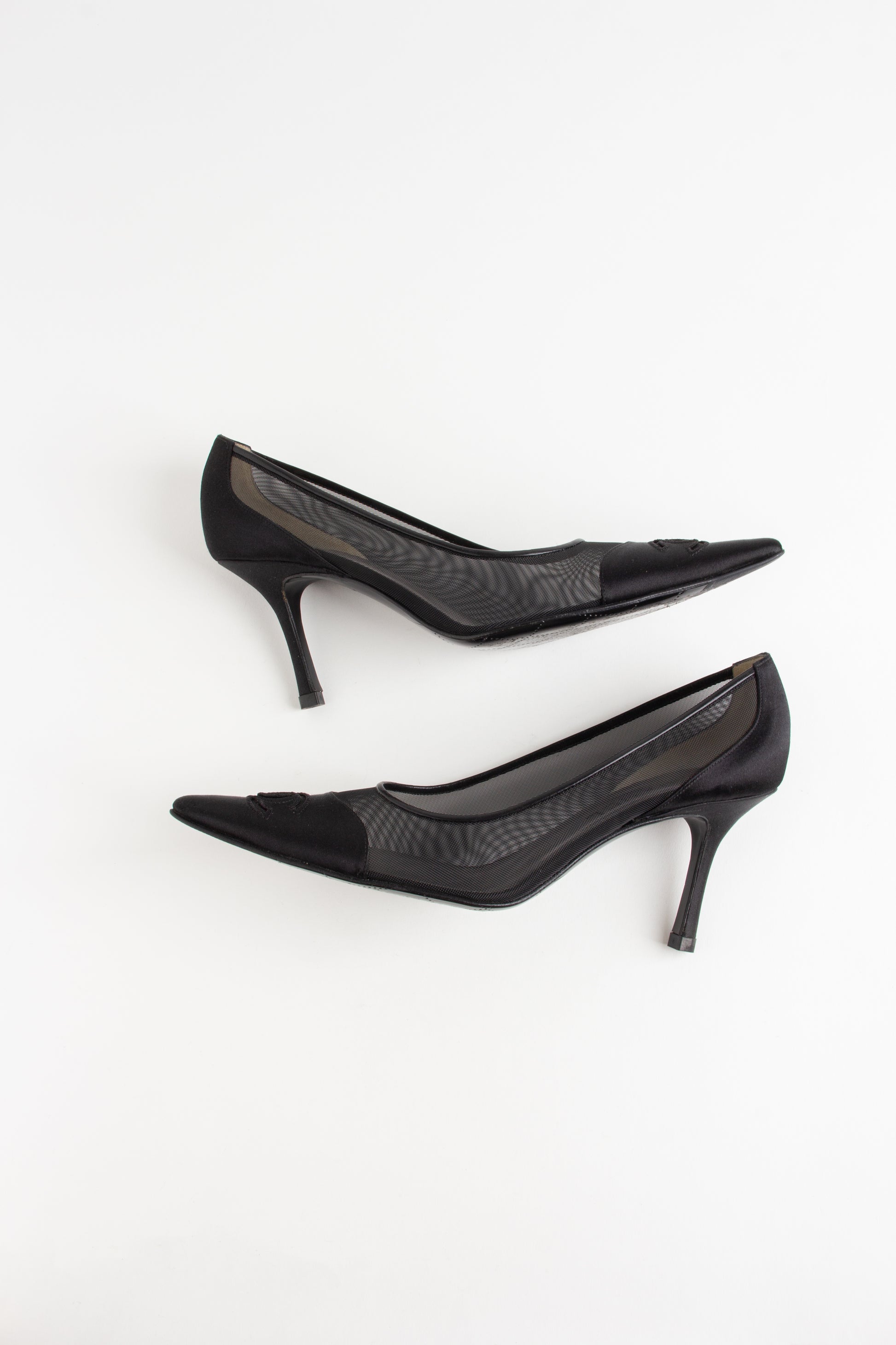 Chanel Black Satin Mesh Heels (IT 41)