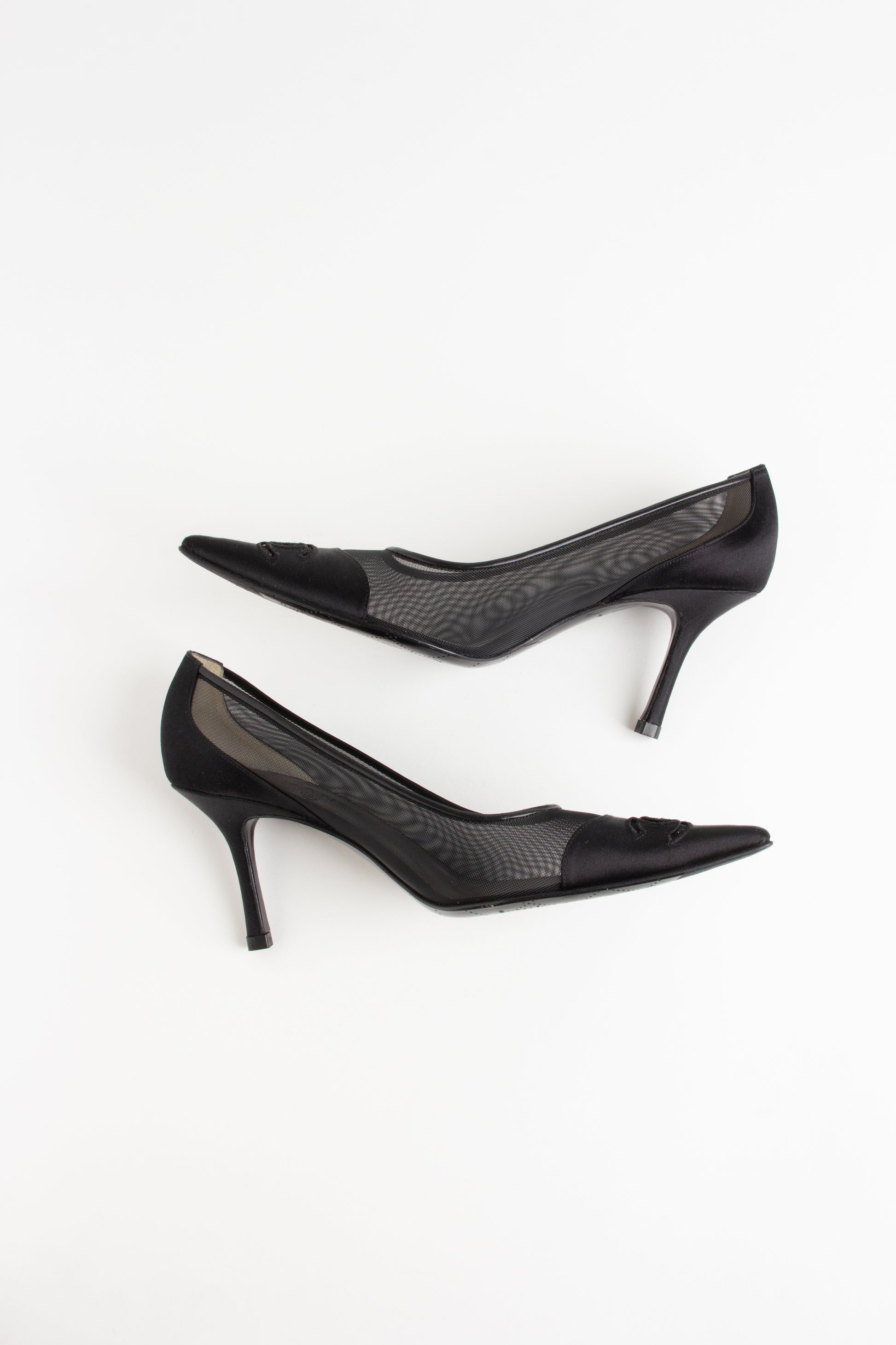 Chanel Black Satin Mesh Heels (IT 41)