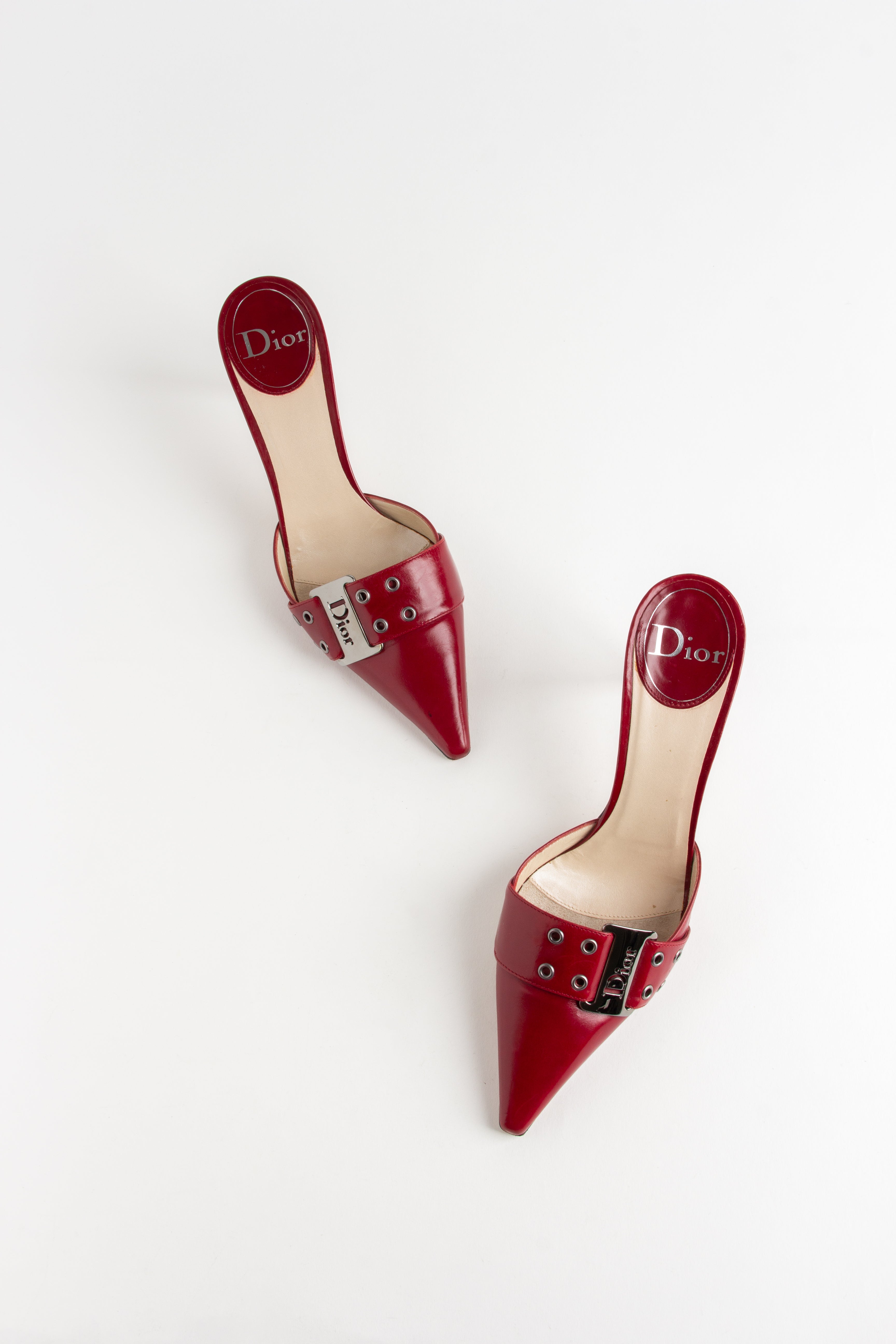 Dior Red Buckle Mules (IT 38)