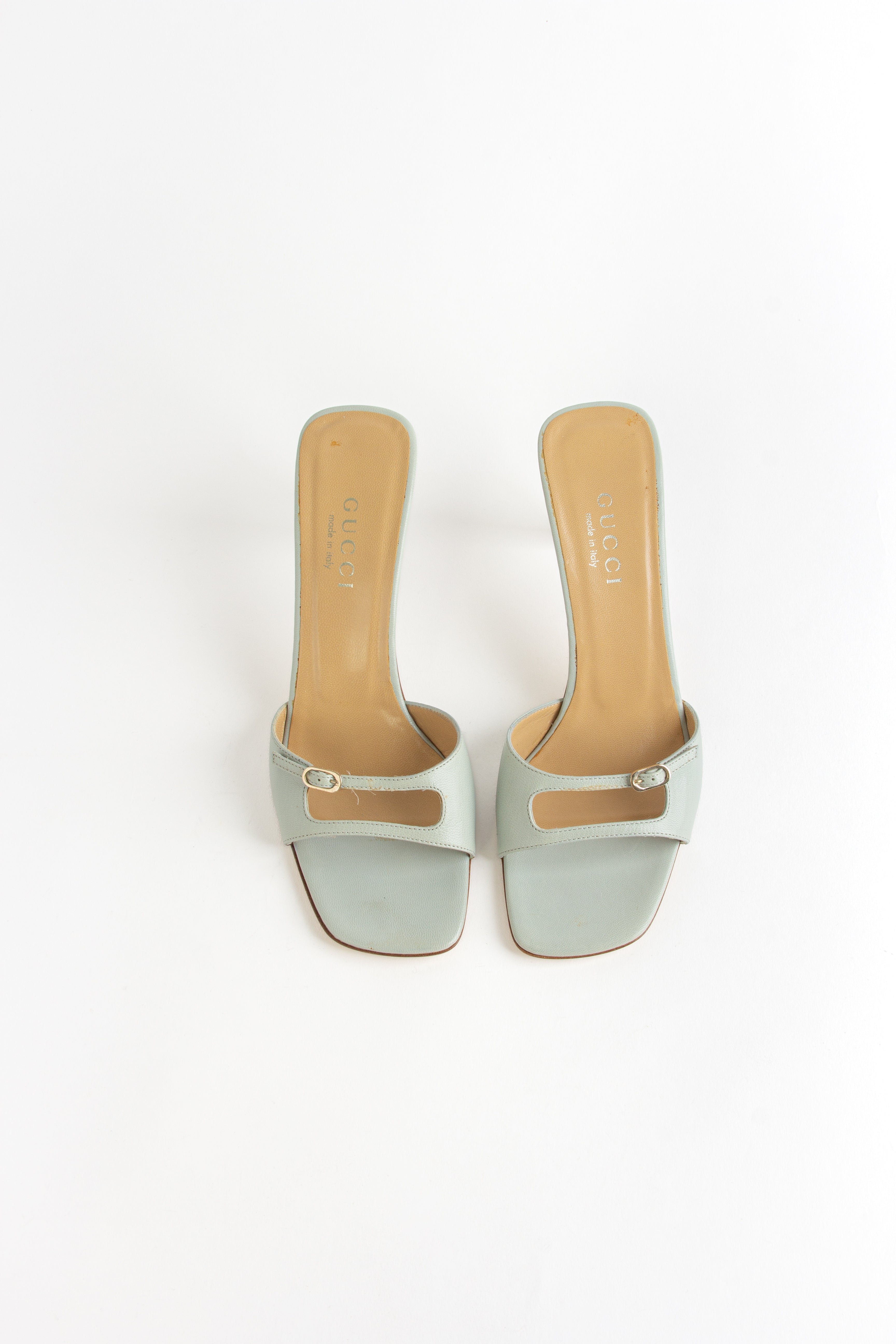 Gucci Light Blue Cut Out Open Toe Heels (IT 38.5)