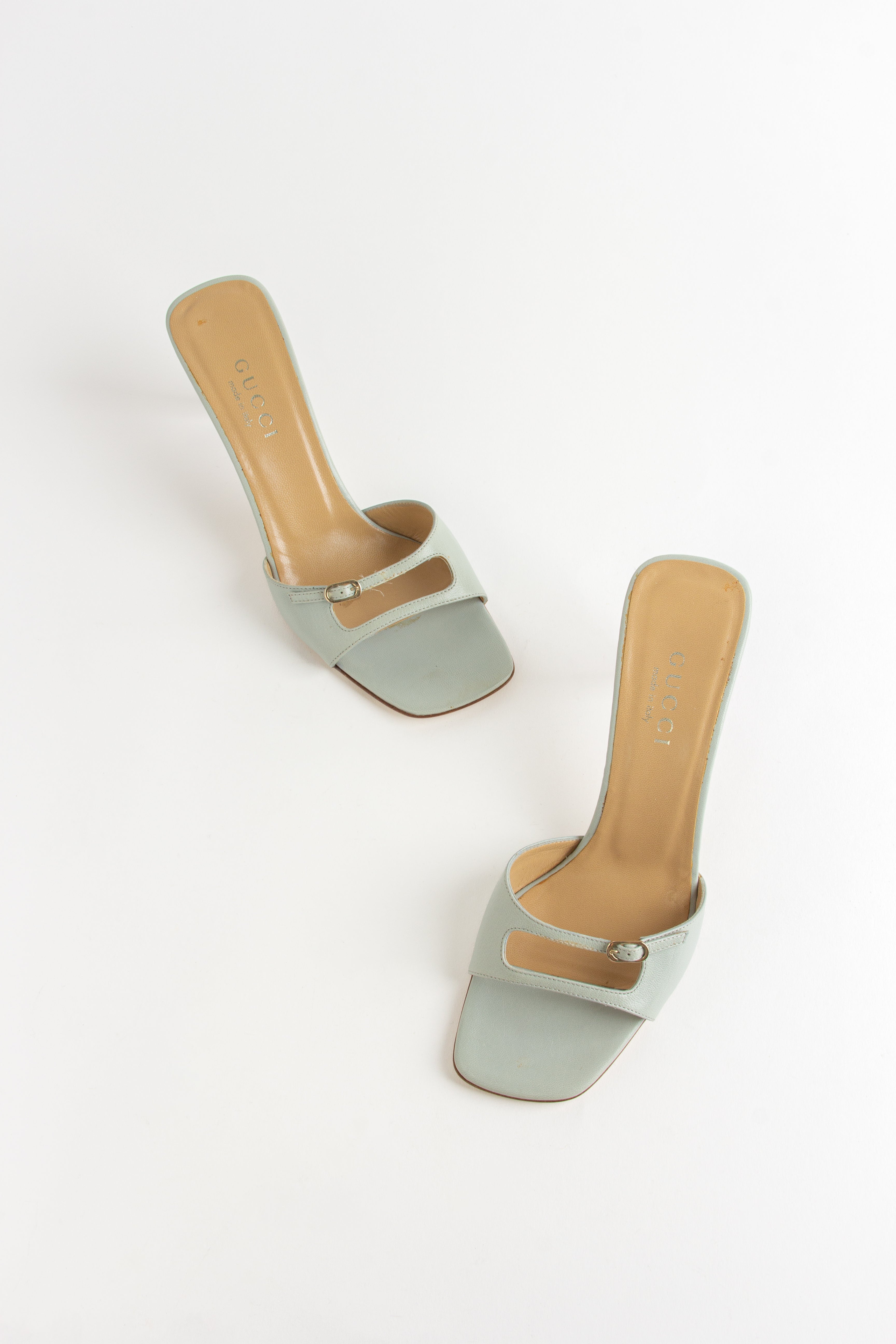 Gucci Light Blue Cut Out Open Toe Heels (IT 38.5)