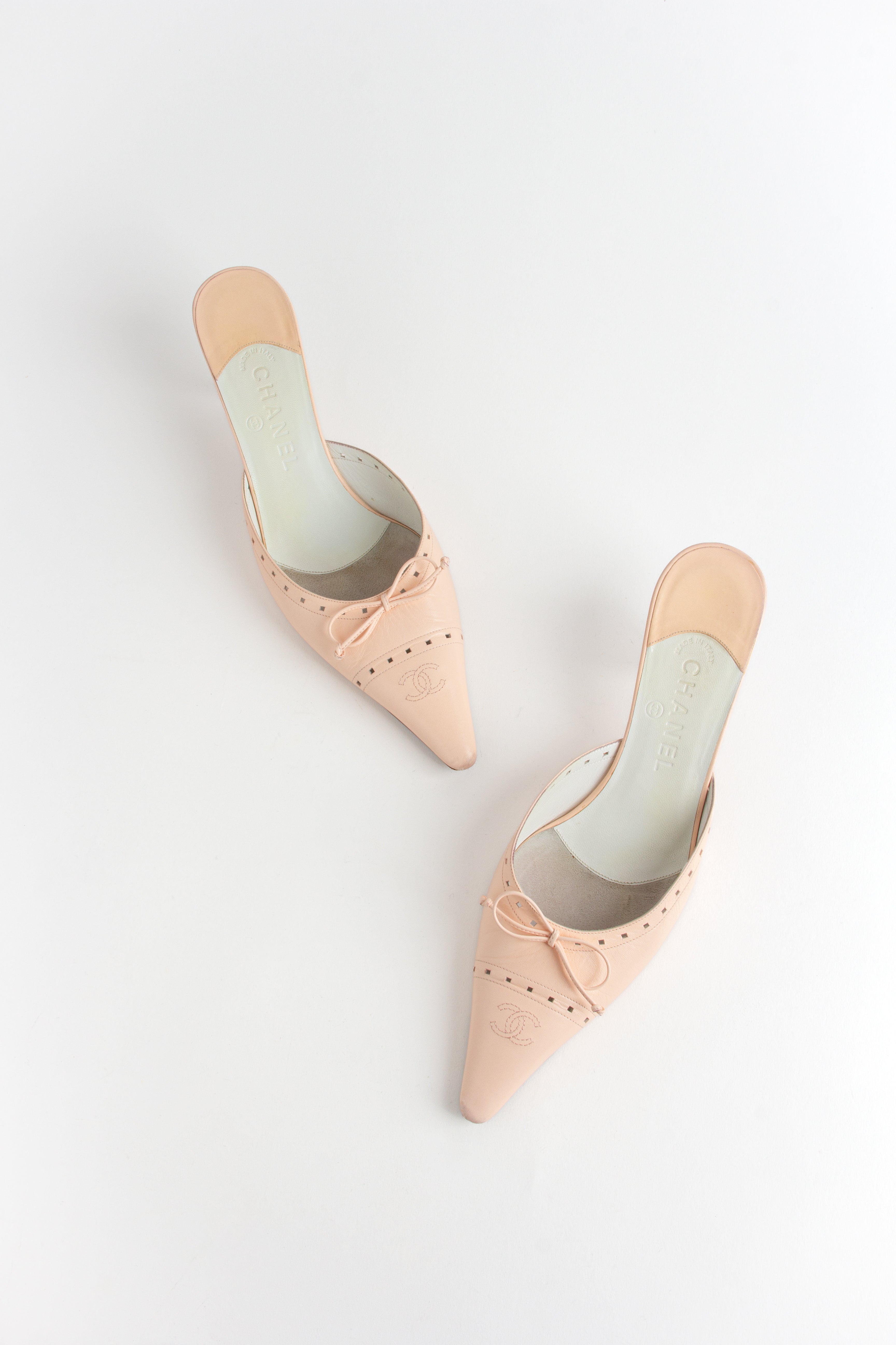 Chanel Light Pink CC Bow Mules (IT 41)