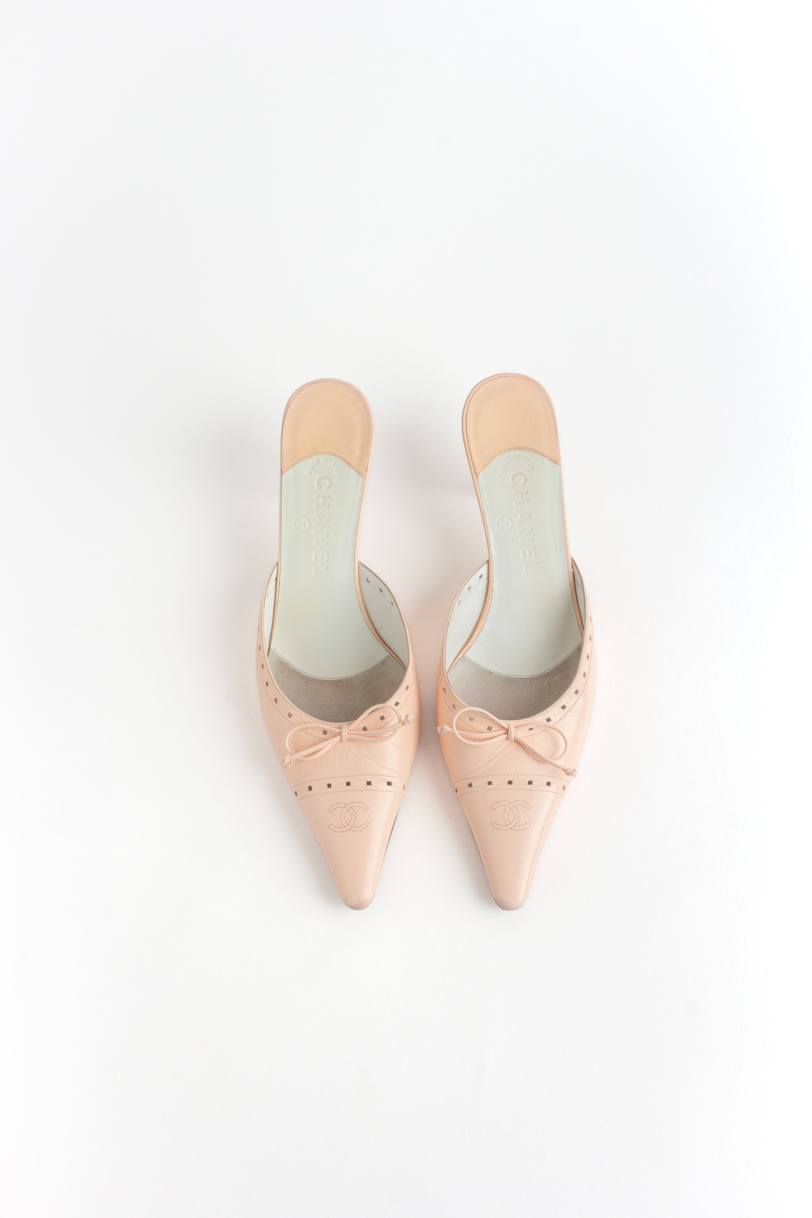 Chanel Light Pink CC Bow Mules (IT 41)