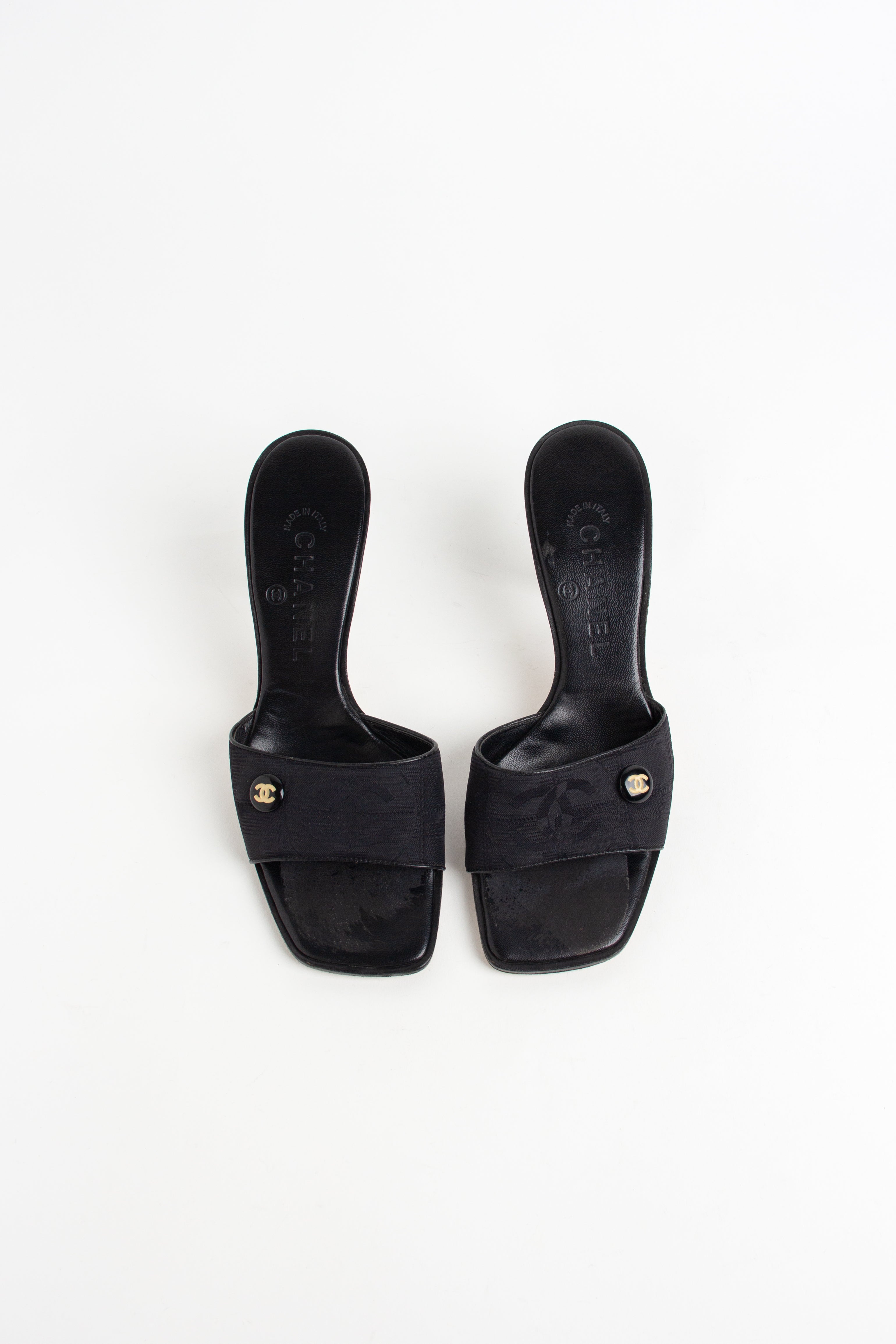 Chanel Black Square Toe CC Heels (IT 37)