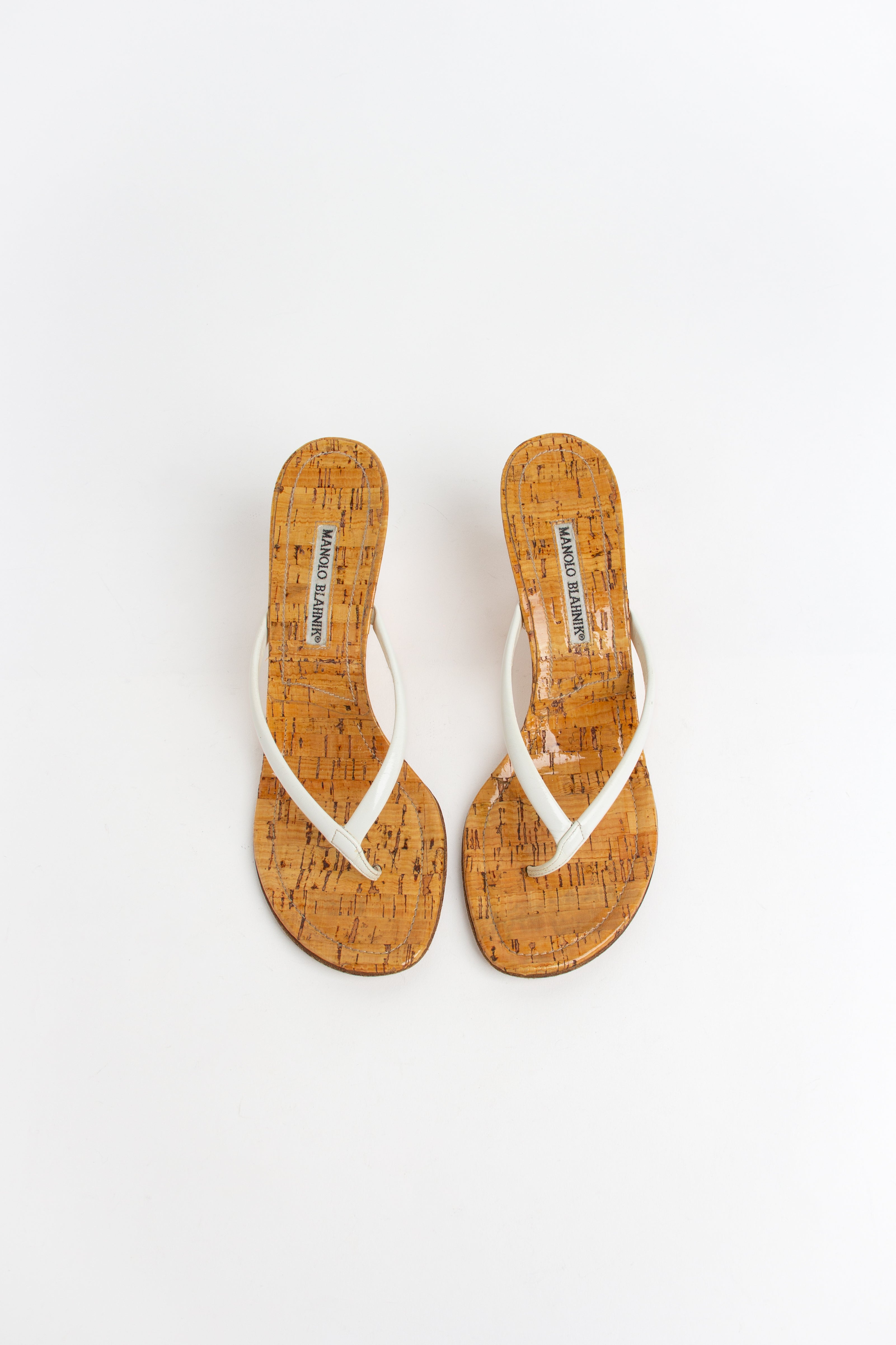Manolo Blahnik White Cork Wedges (IT 38)