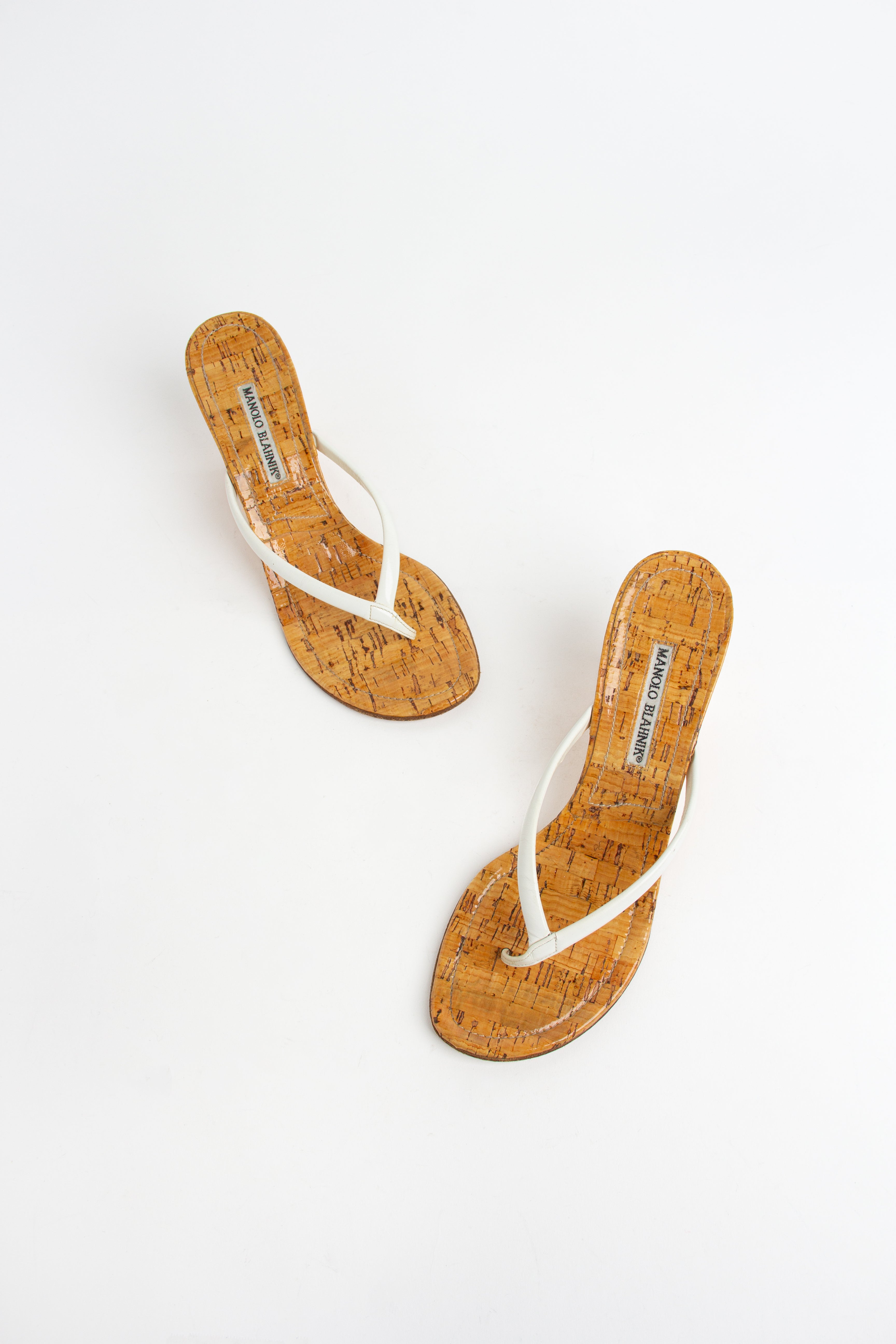 Manolo Blahnik White Cork Wedges (IT 38)