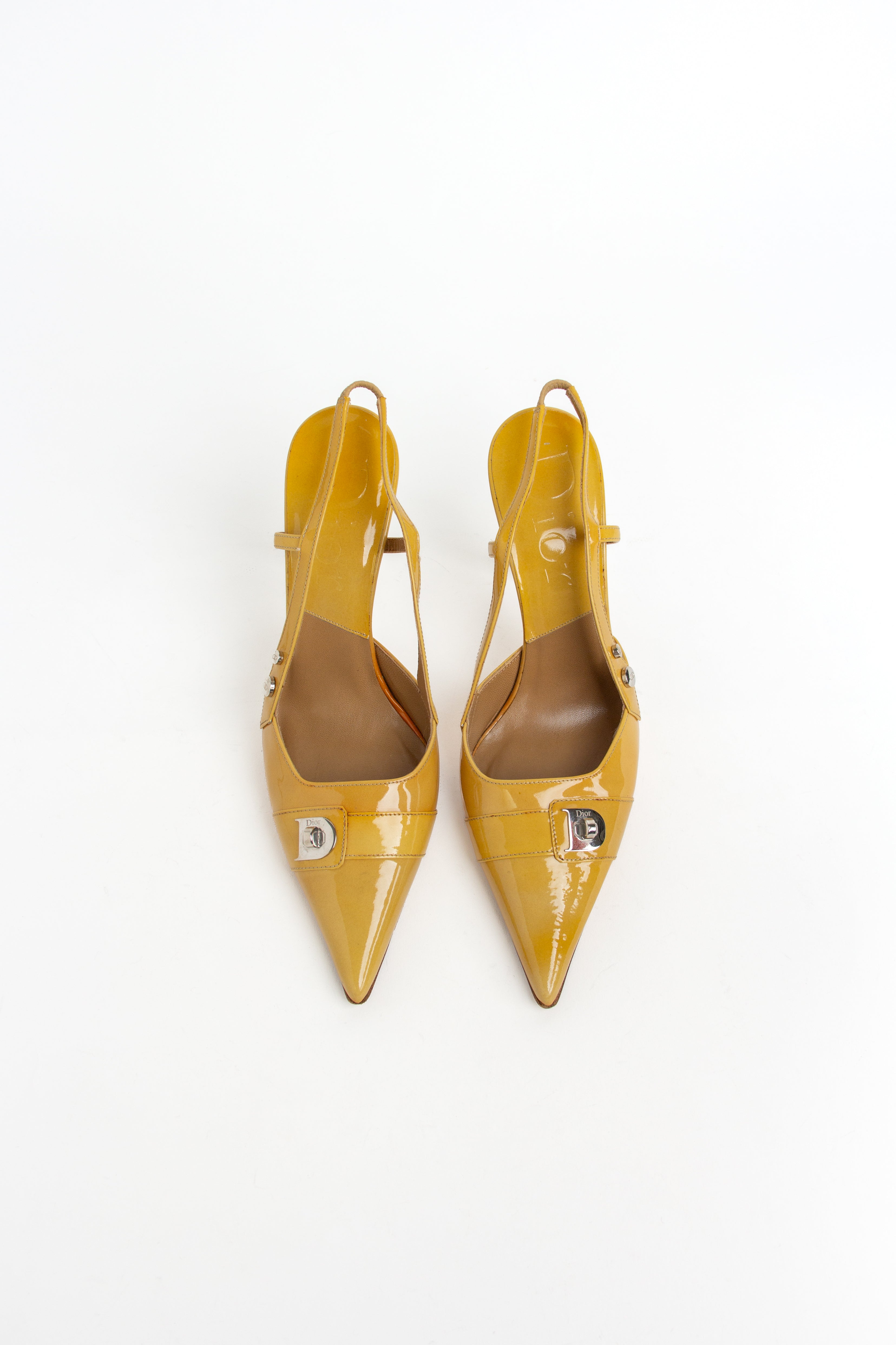 Dior Yellow Patent Leather Slingback Heels (IT 35.5)