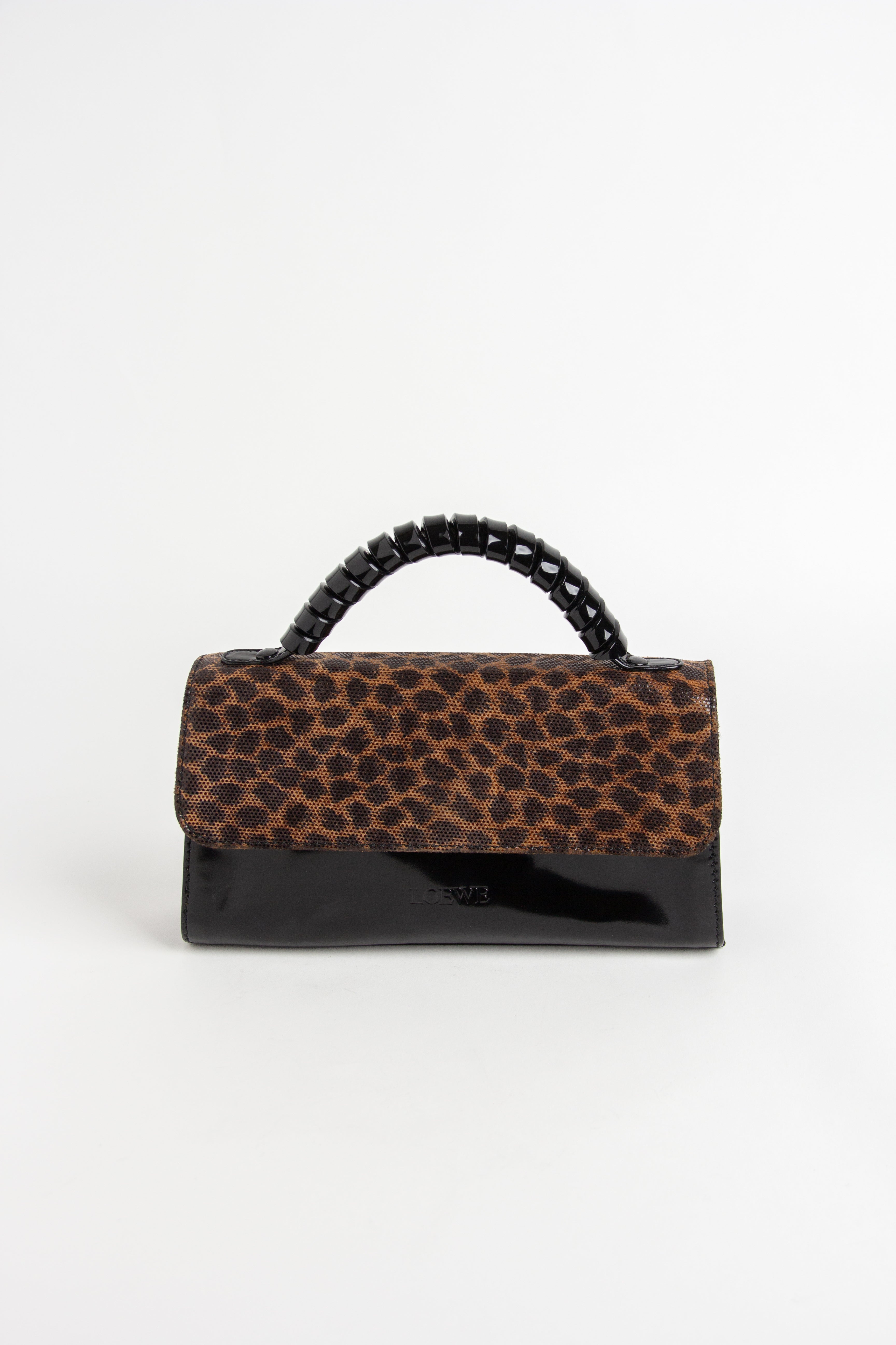 Loewe Leopard Print Top Handle Clutch
