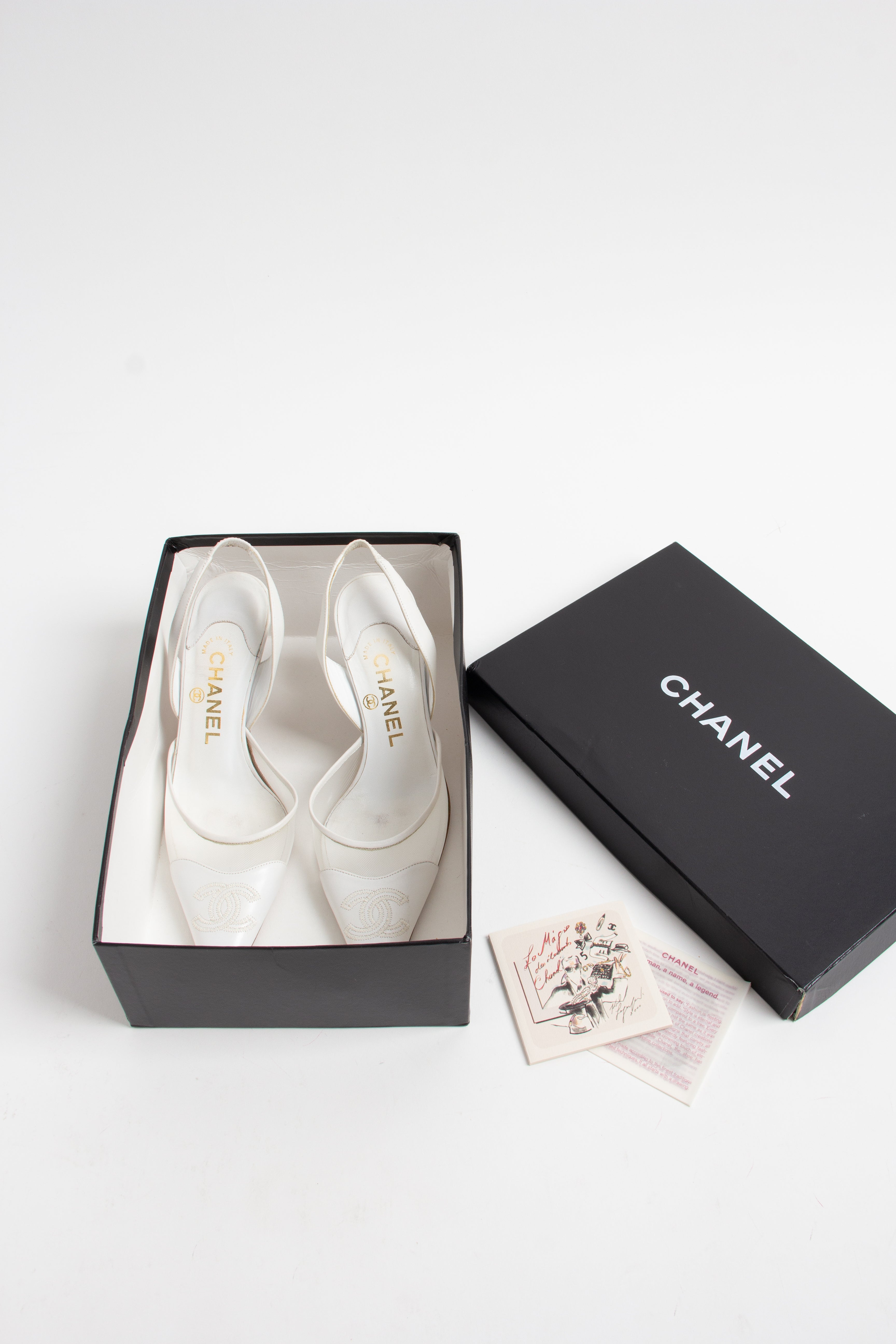 Chanel White Mesh CC Slingback Heels (IT 36.5C)