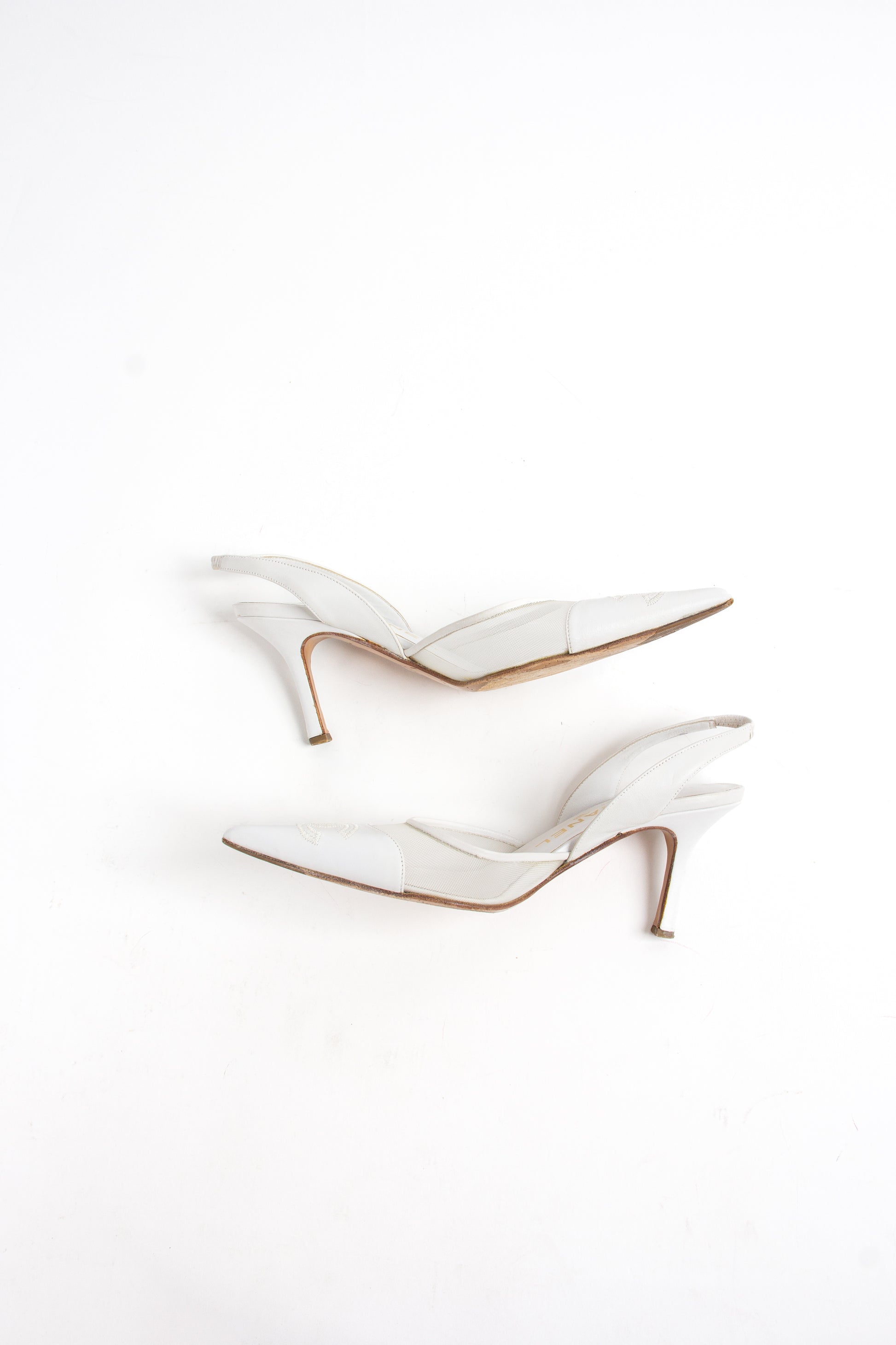 Chanel White Mesh CC Slingback Heels (IT 36.5C)