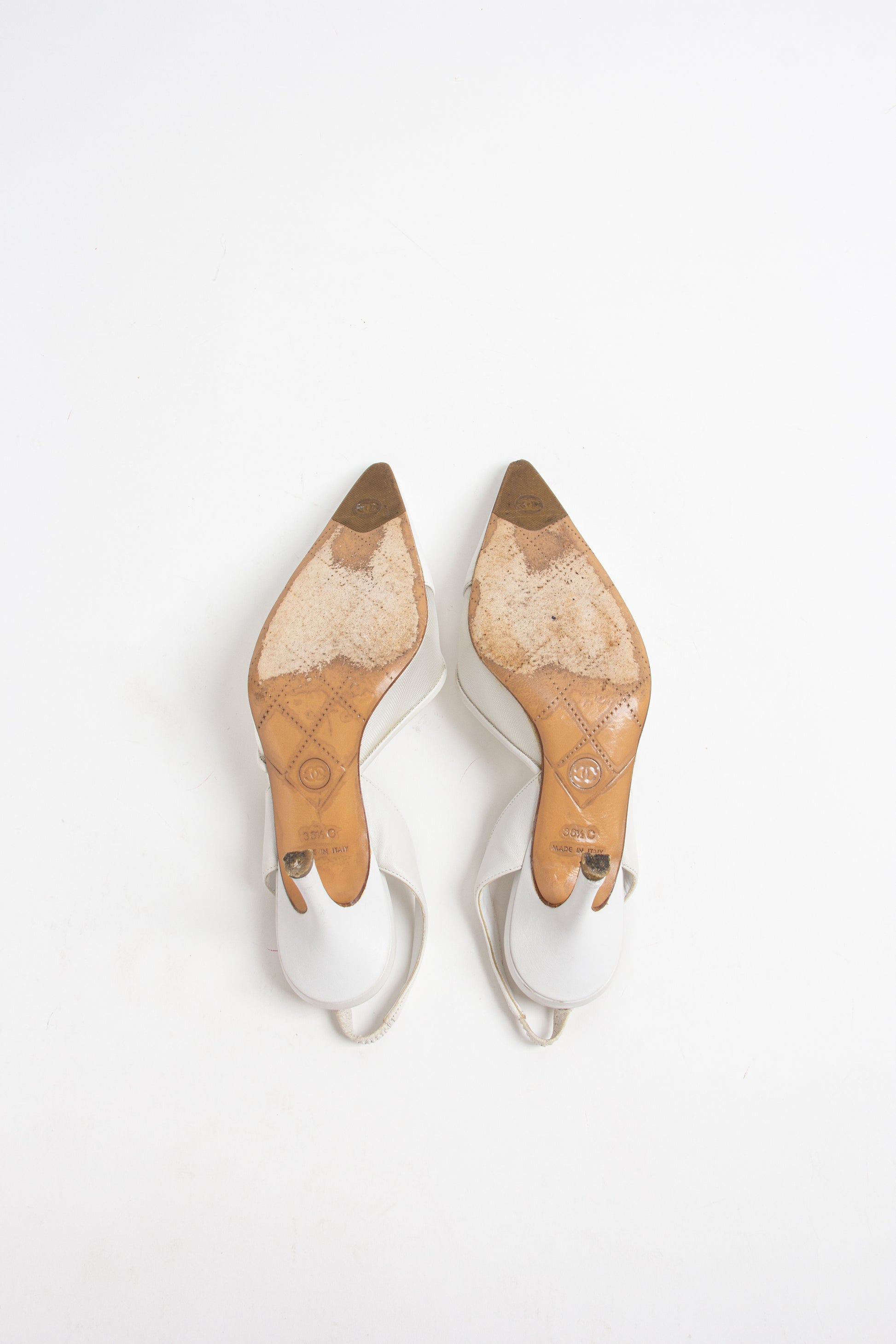 Chanel White Mesh CC Slingback Heels (IT 36.5C)