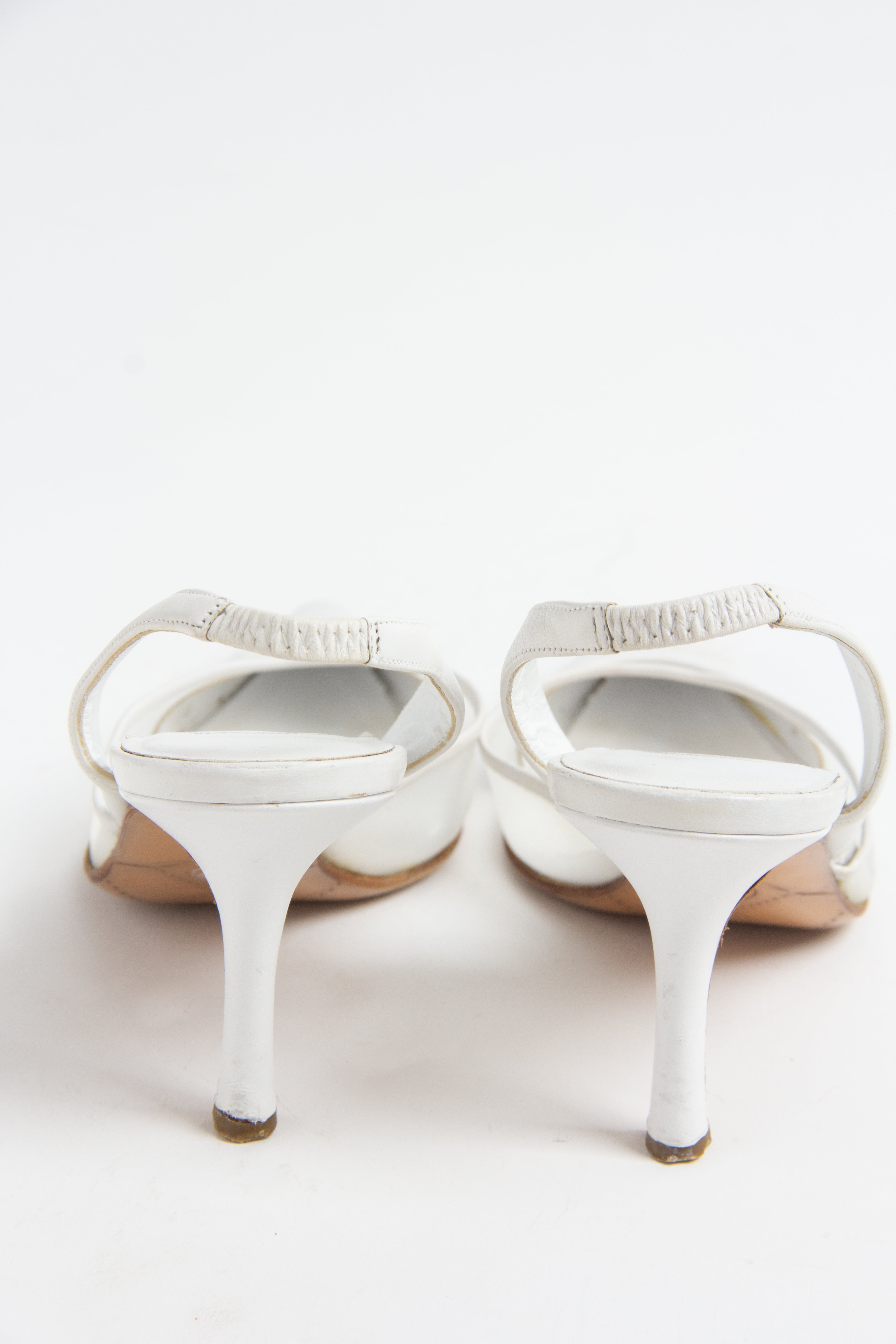 Chanel White Mesh CC Slingback Heels (IT 36.5C)