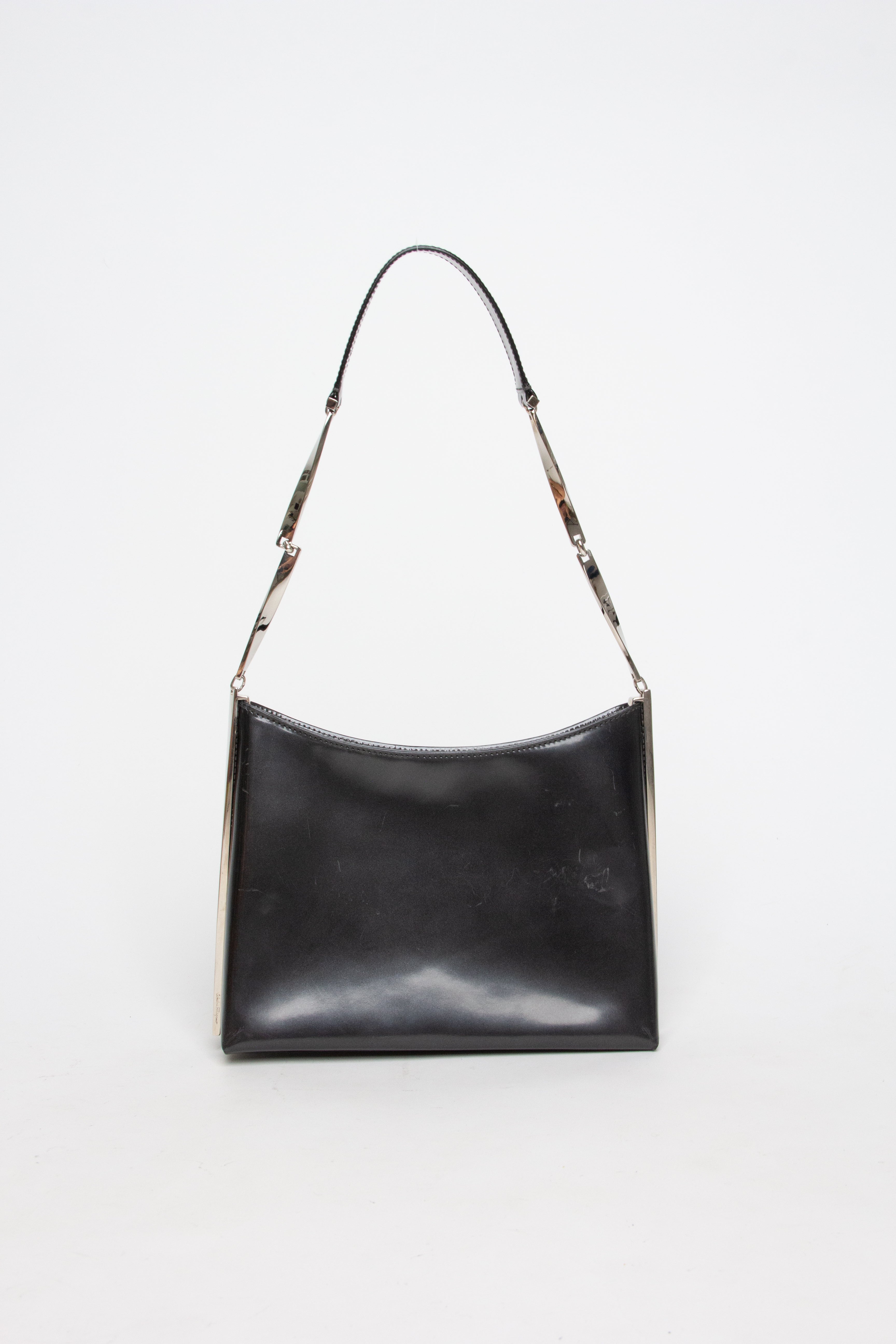 Ferragamo Black + Chrome Chain Shoulder Bag