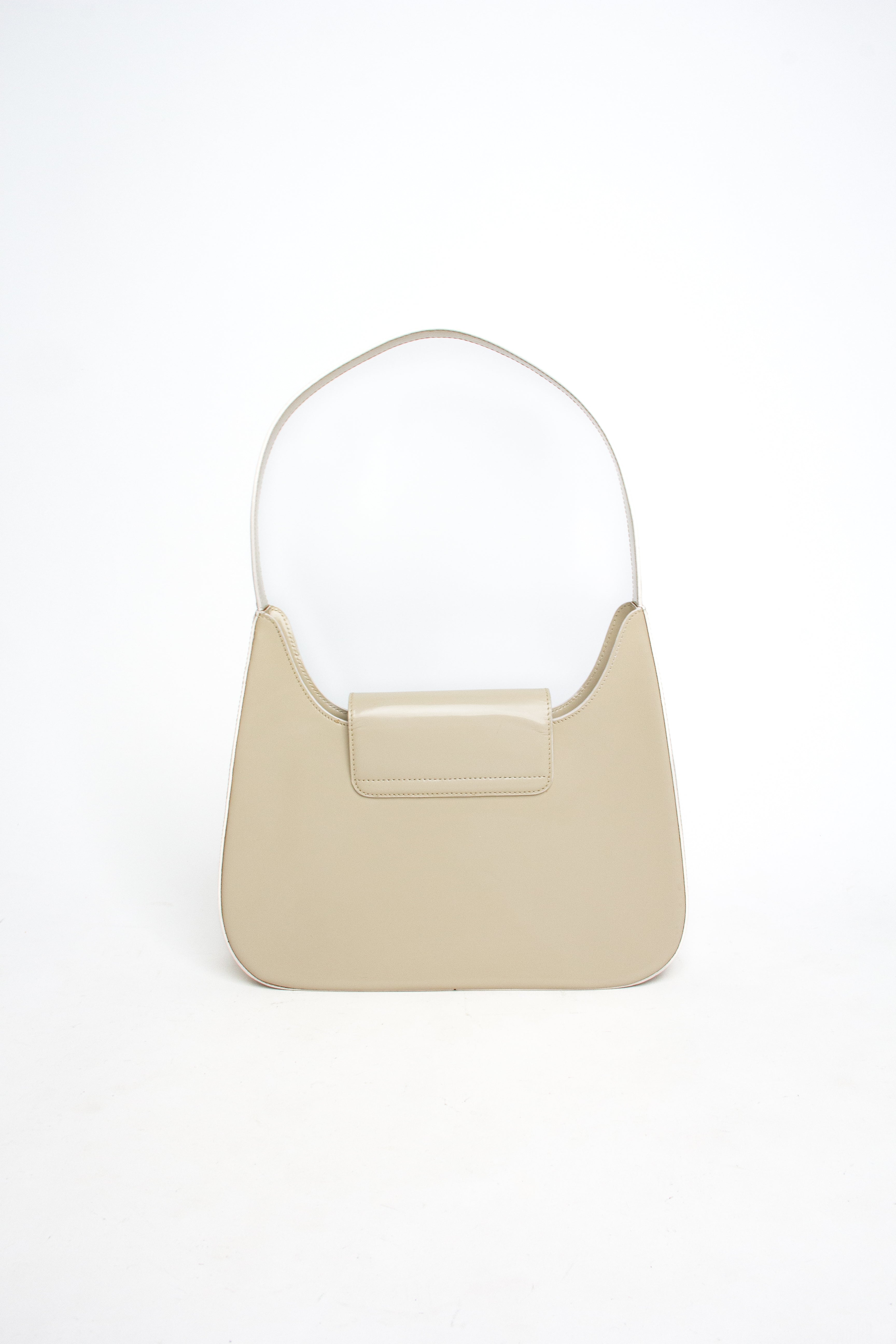 Lancel Beige Patent Leather Hobo Bag