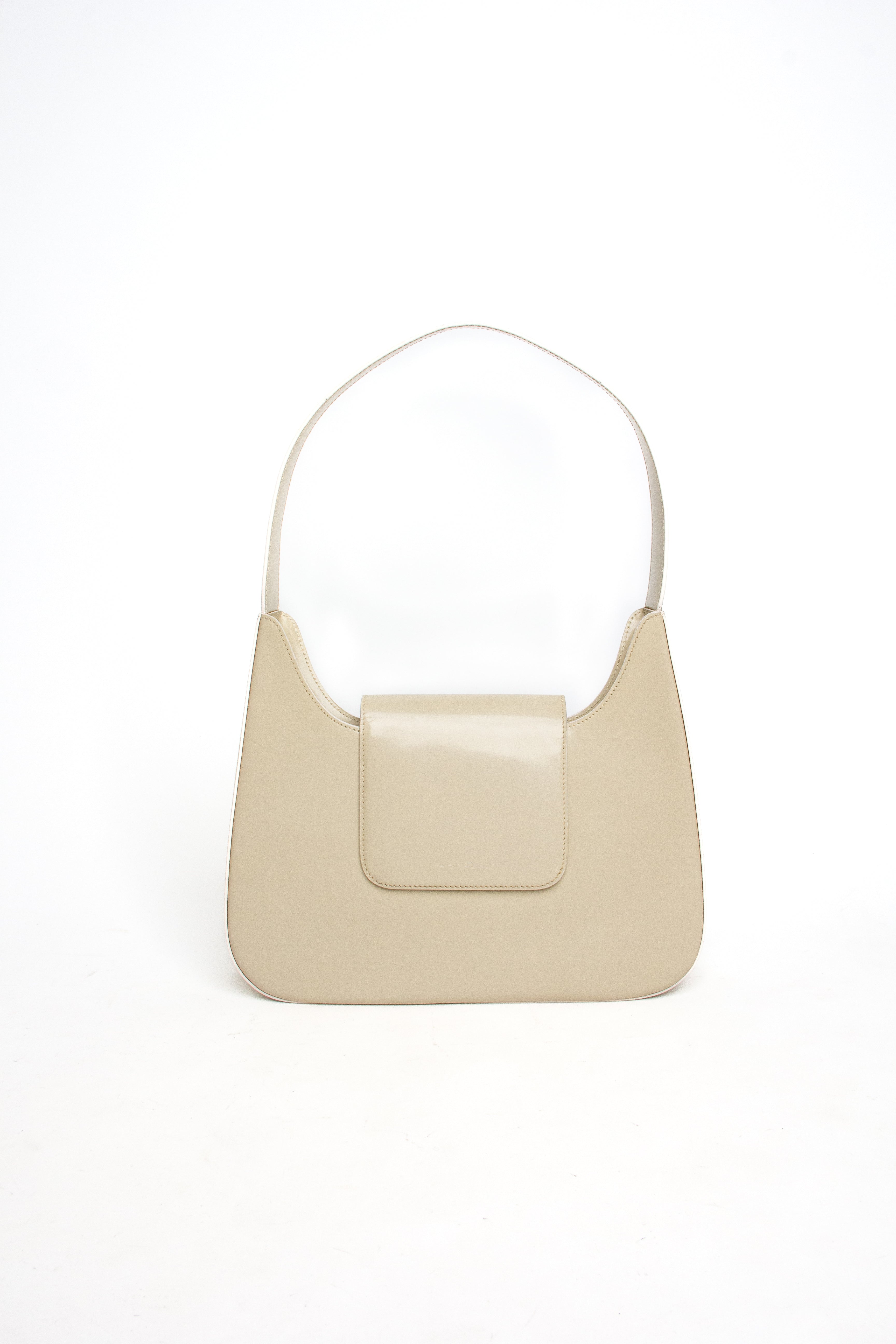 Lancel Beige Patent Leather Hobo Bag