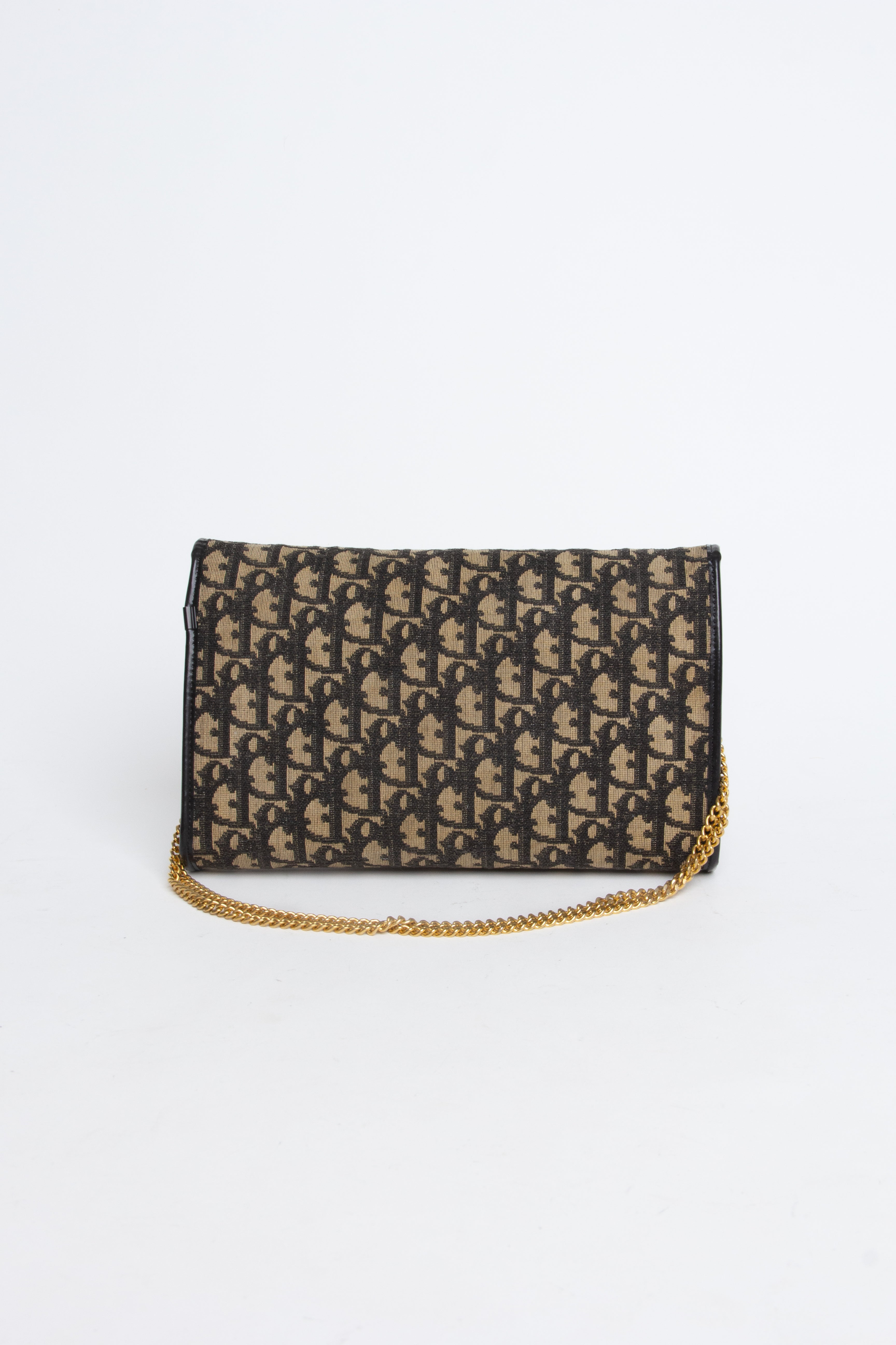 Dior Vintage Trotter Monogram Canvas Chain Bag