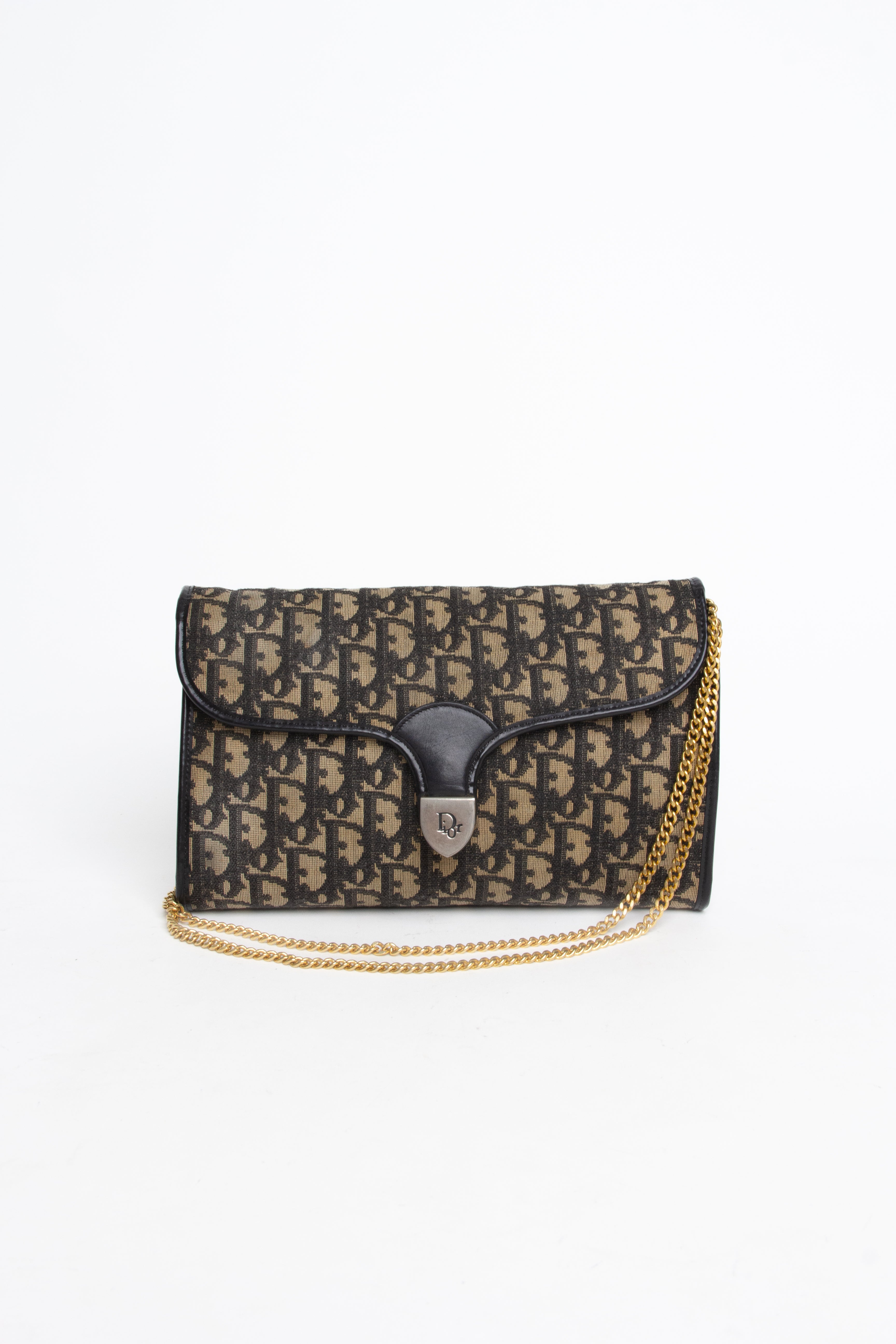 Dior Vintage Trotter Monogram Canvas Chain Bag